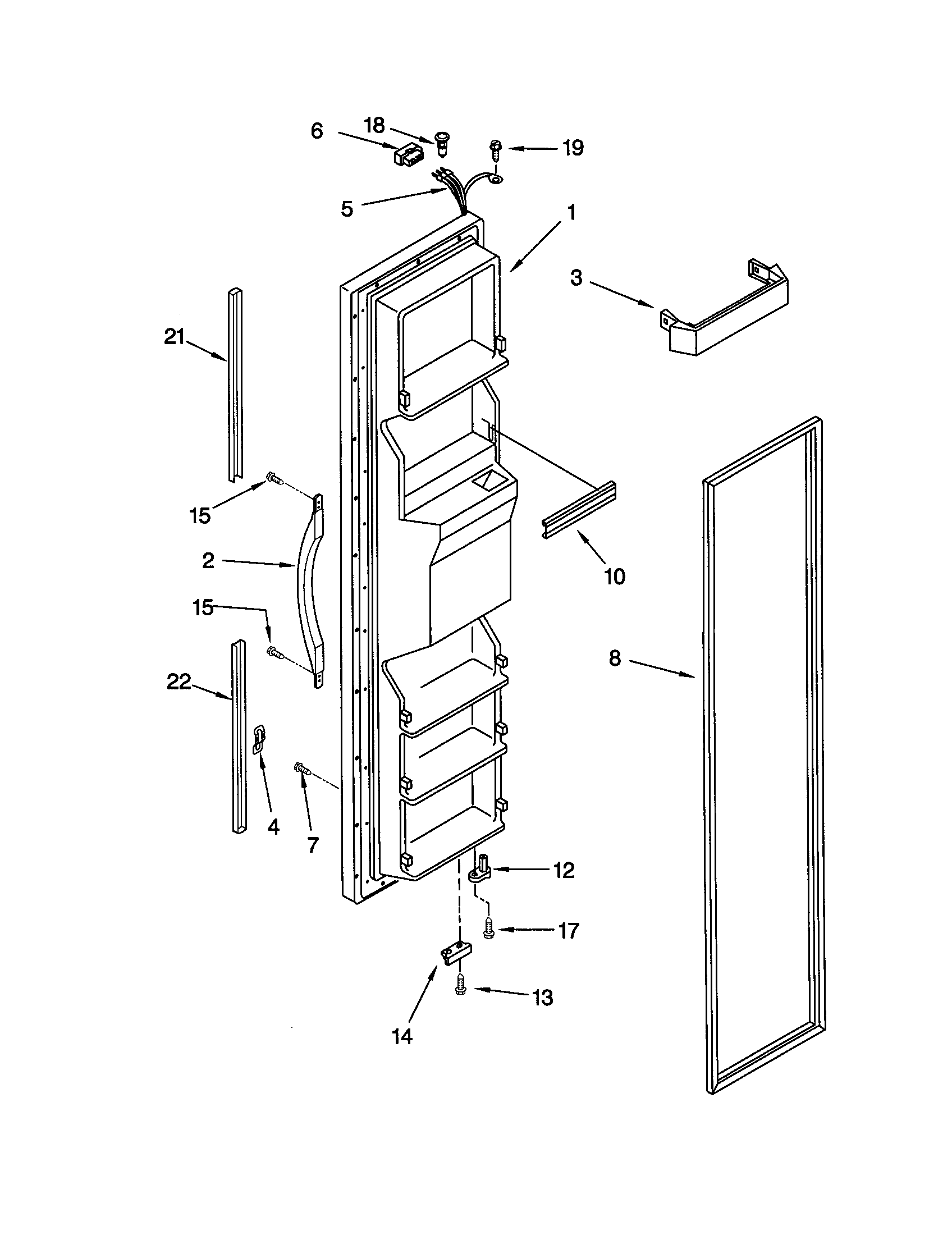 Kenmore 10650252002 freezer door diagram