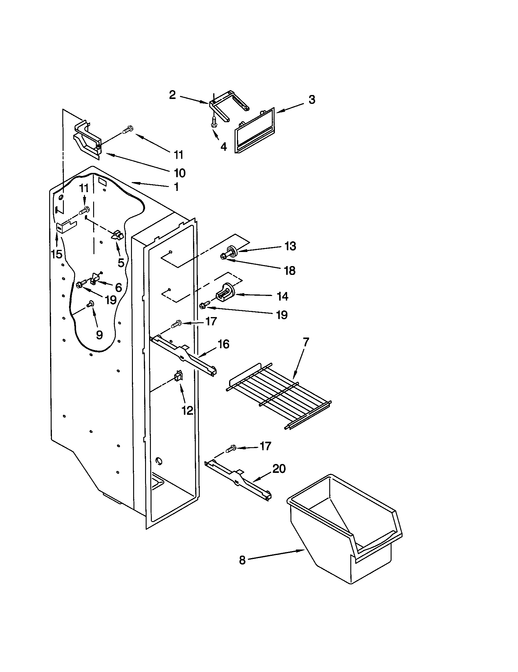 Kenmore 10650032004 freezer liner diagram