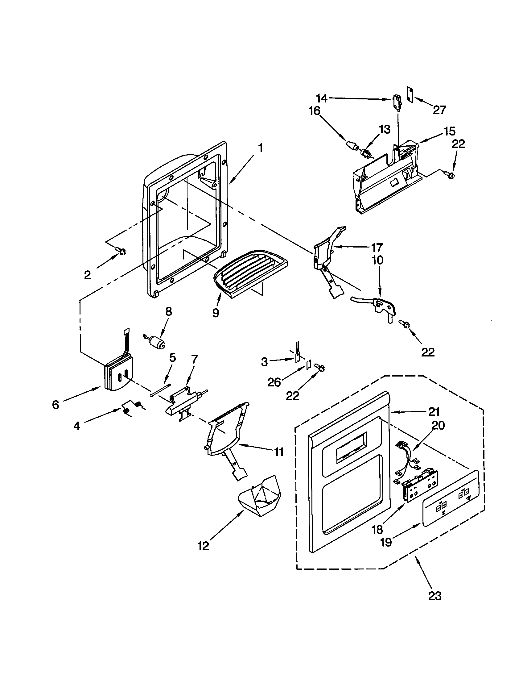 Kenmore 10650032004 dispenser front diagram