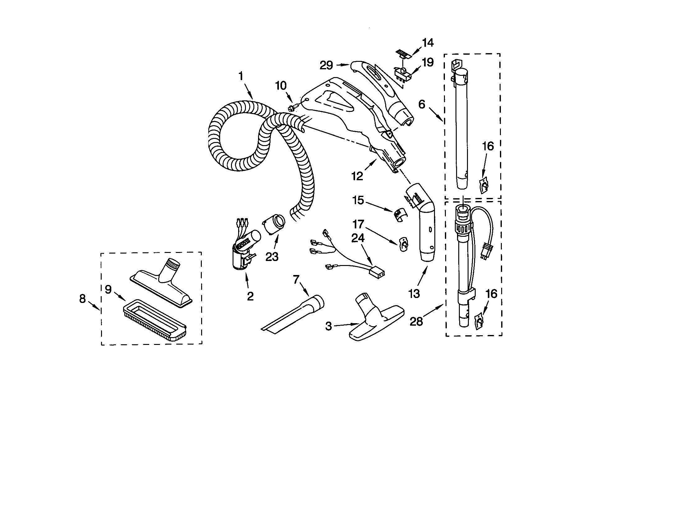 Kenmore 11621513001 hose and attachment diagram