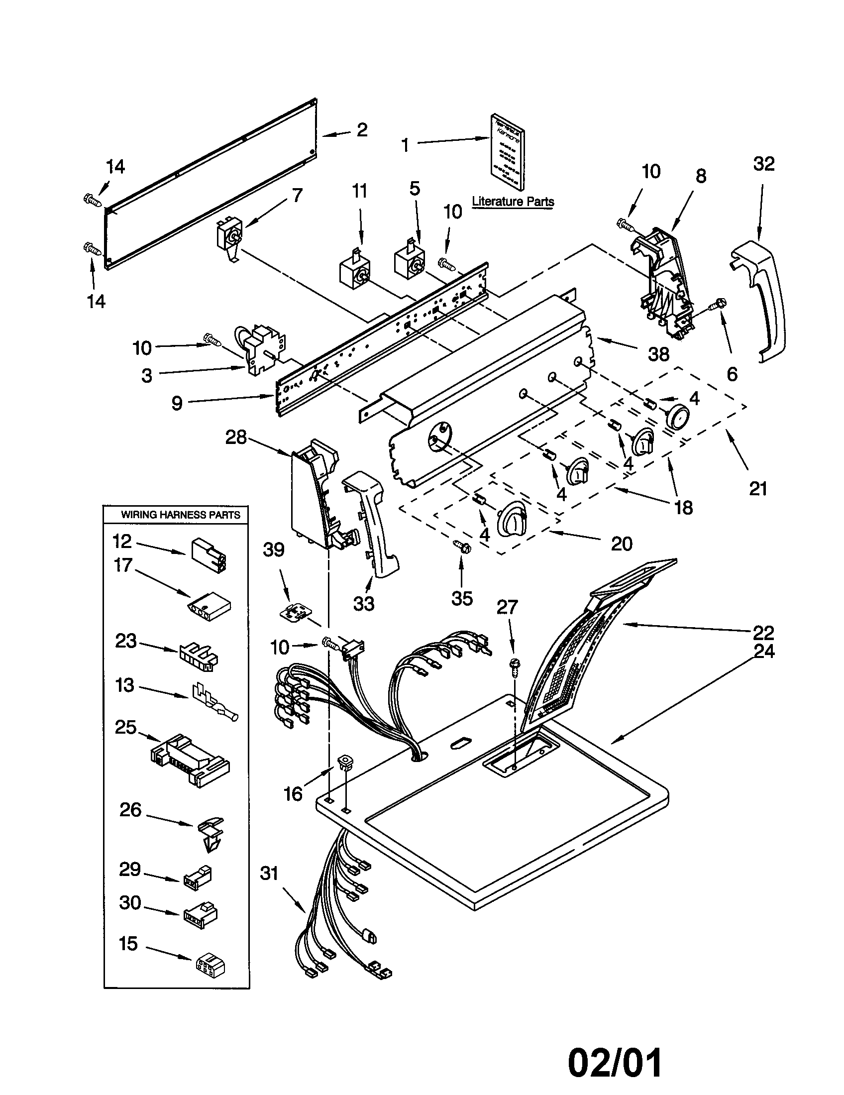 Kenmore 11070854991 top and console diagram