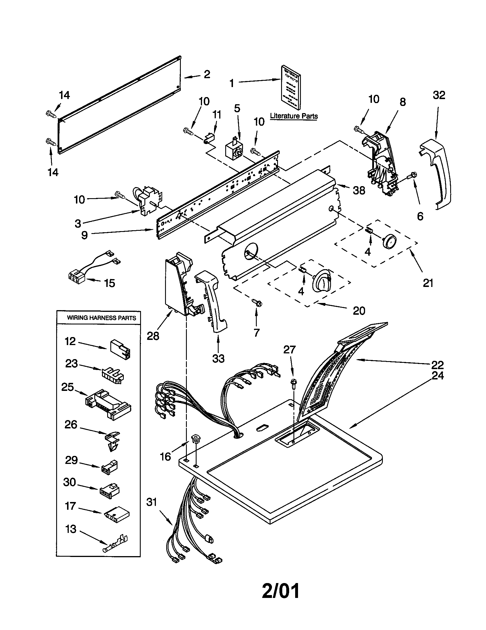 Kenmore 11070622991 top and console diagram