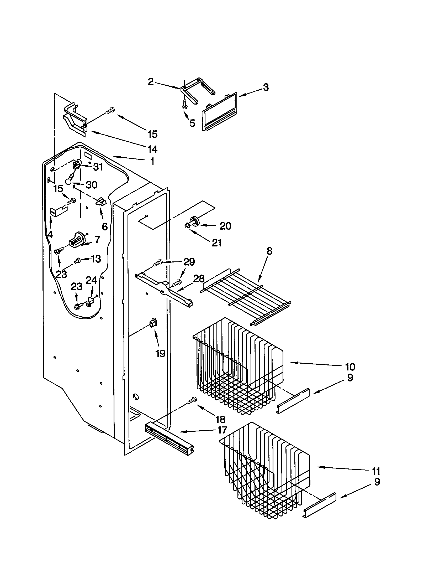 Kenmore 10659292994 freezer liner diagram