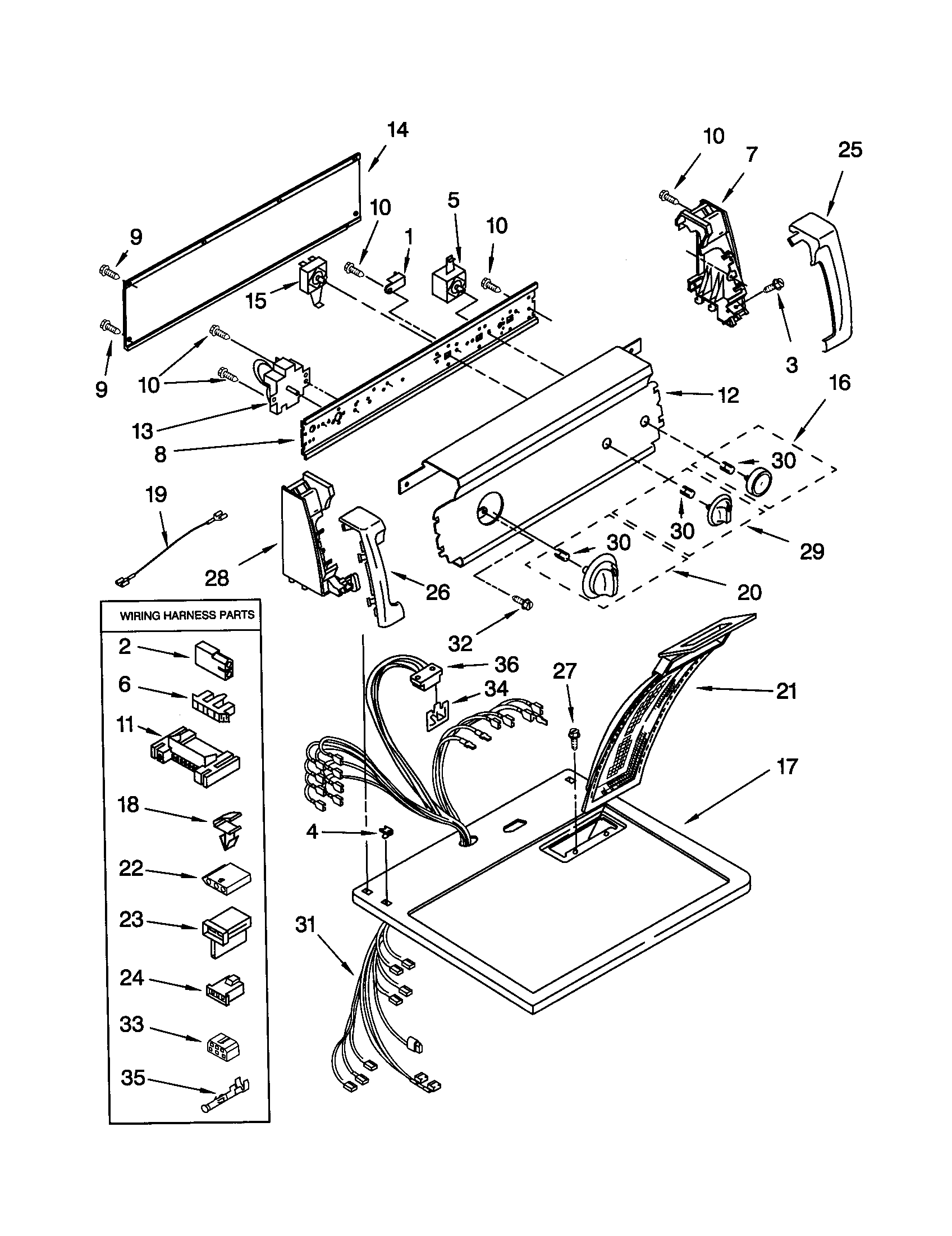 Kenmore 11072872100 top and console diagram