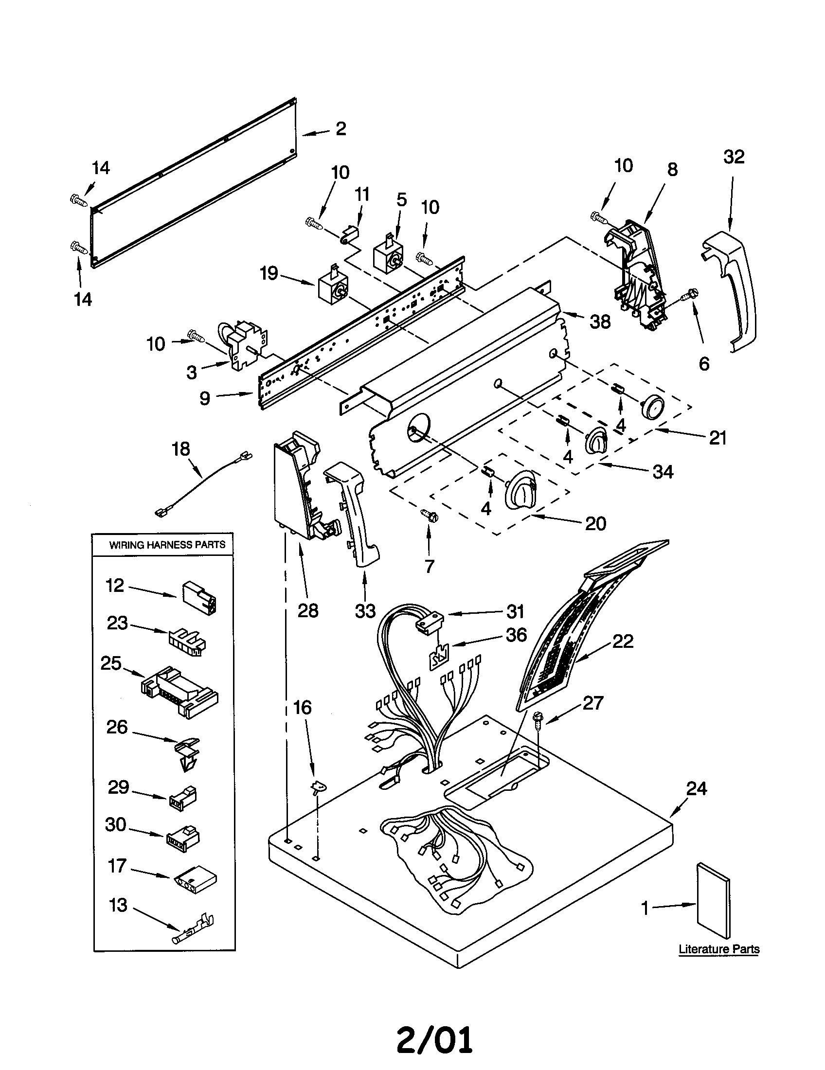 Kenmore 11070814991 top and console diagram