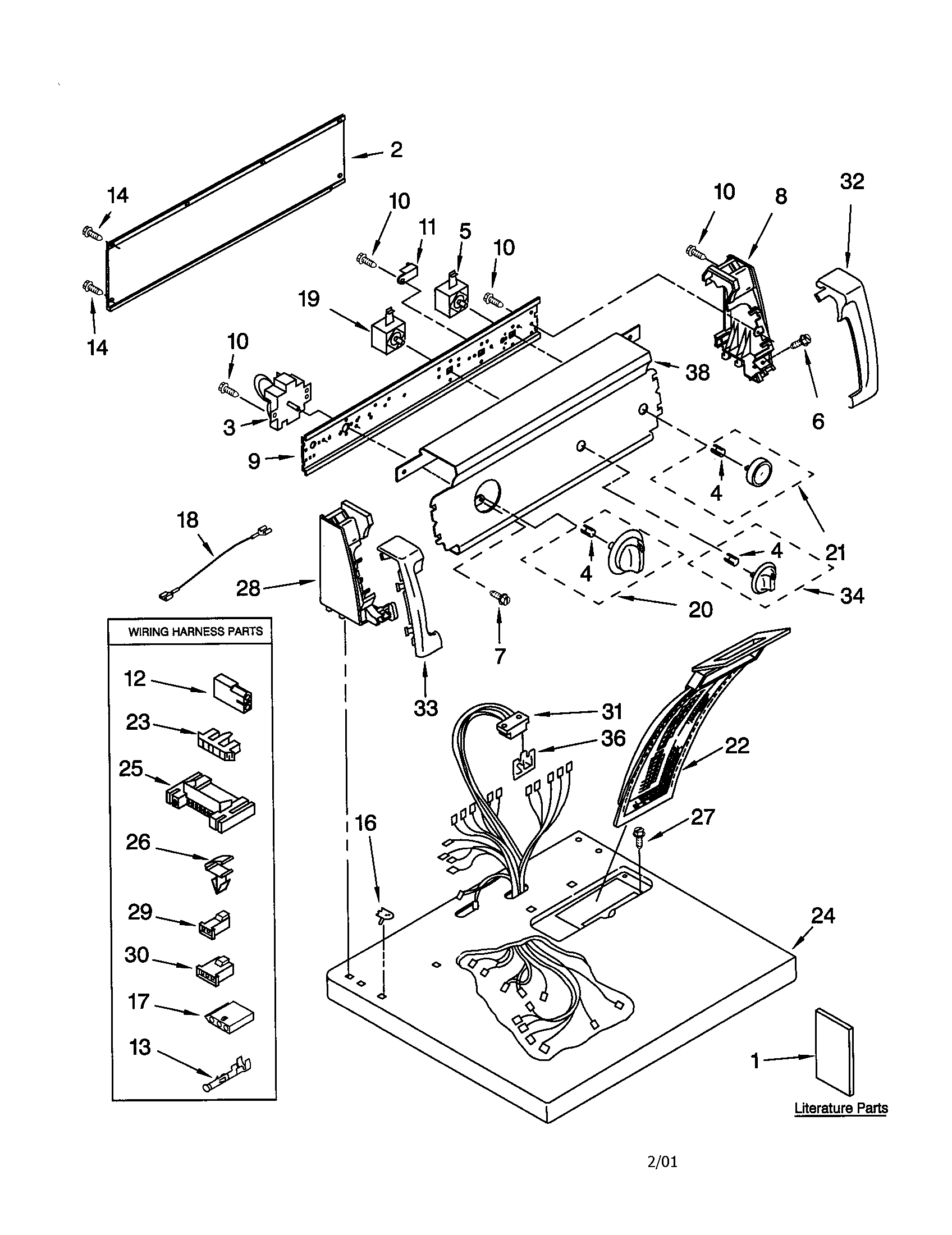 Kenmore 11070802991 top and console diagram