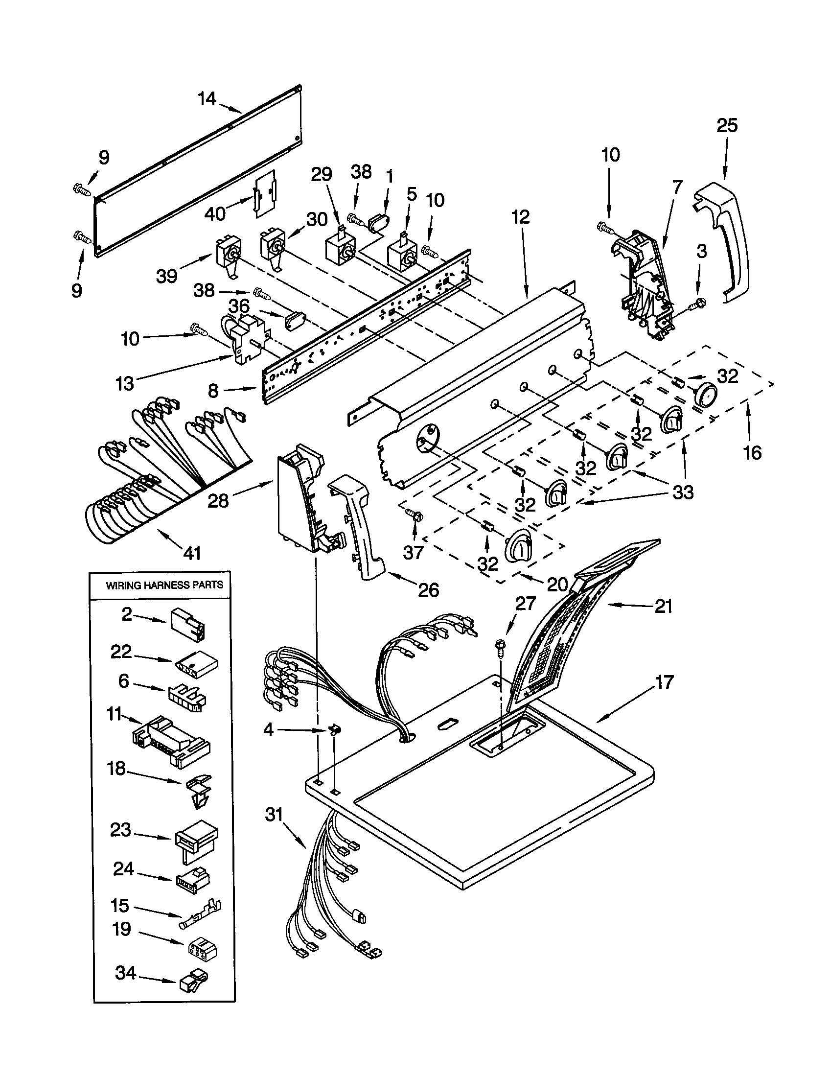 Kenmore 11070882991 top and console diagram