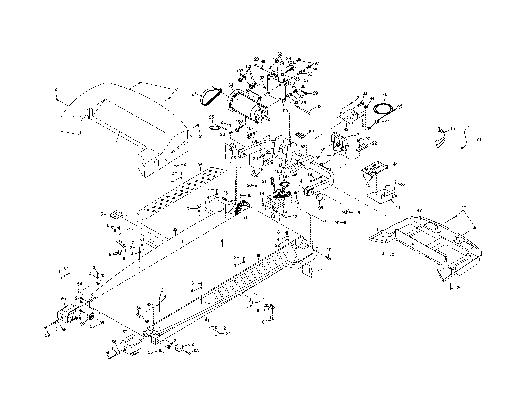 HealthRider HRTL19900 motor/walking belt diagram