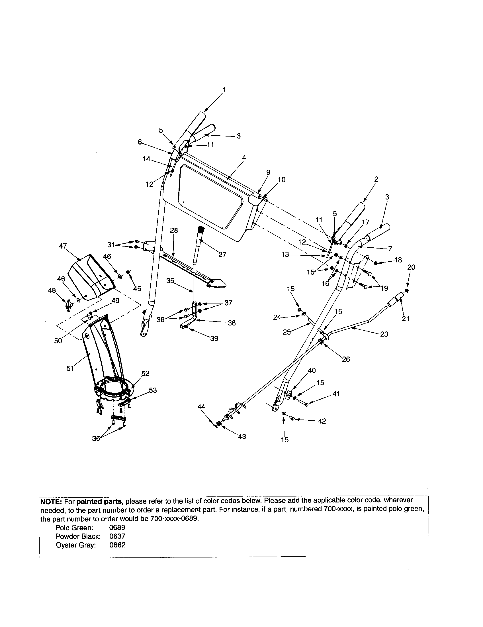MTD 31AS615E099 handle diagram