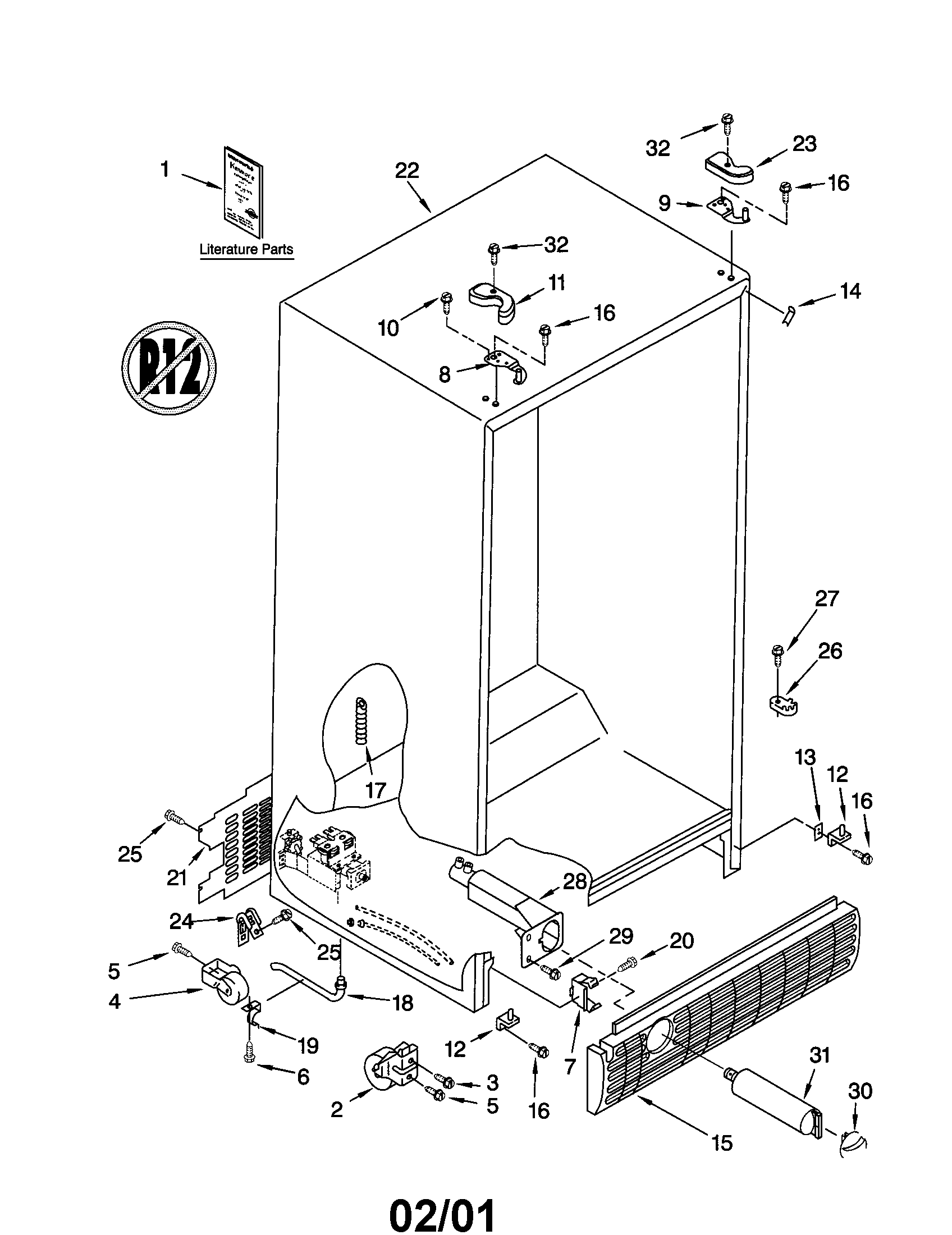 Kenmore 10651544100 cabinet diagram