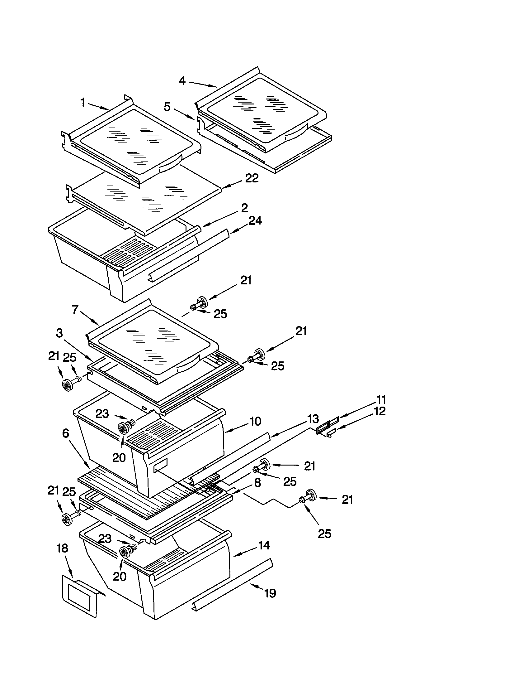 Kenmore 10651544100 refrigerator shelf diagram