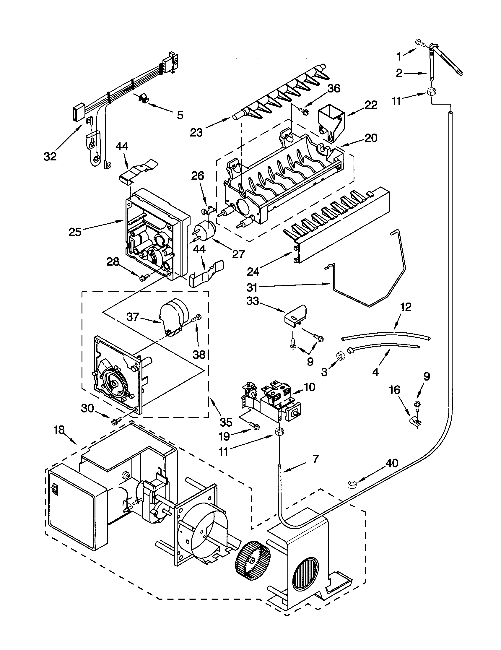 Kenmore 10651544100 icemaker diagram