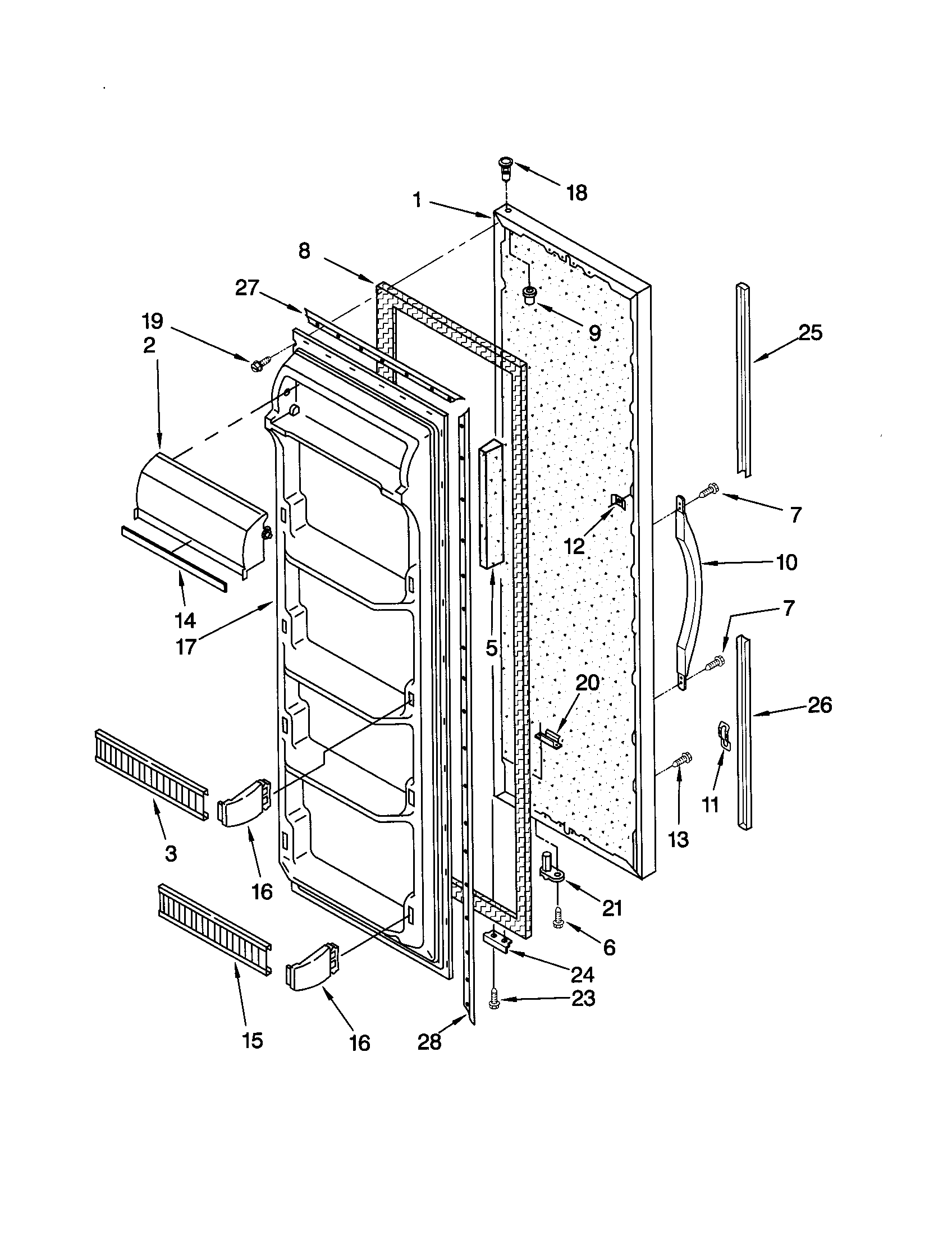 Kenmore 10650027004 refrigerator door diagram