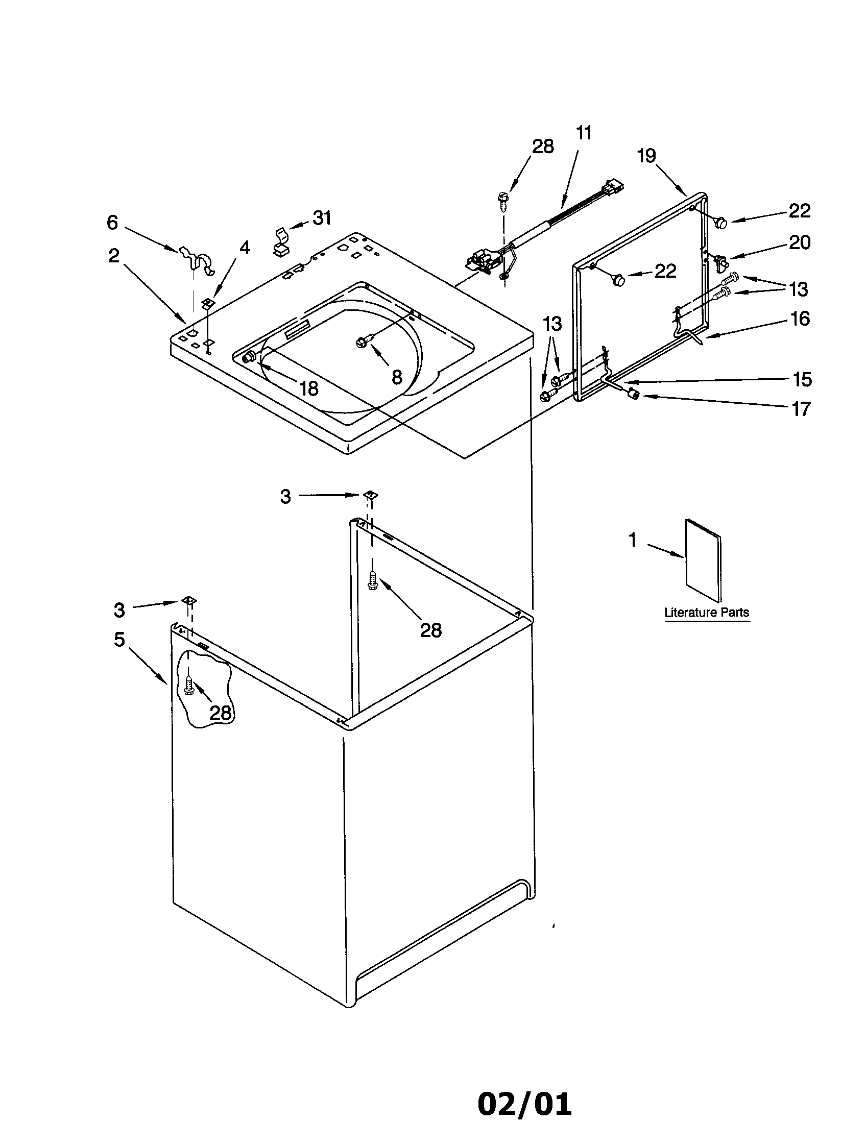 Whirlpool LSR5132JQ1 top and cabinet diagram