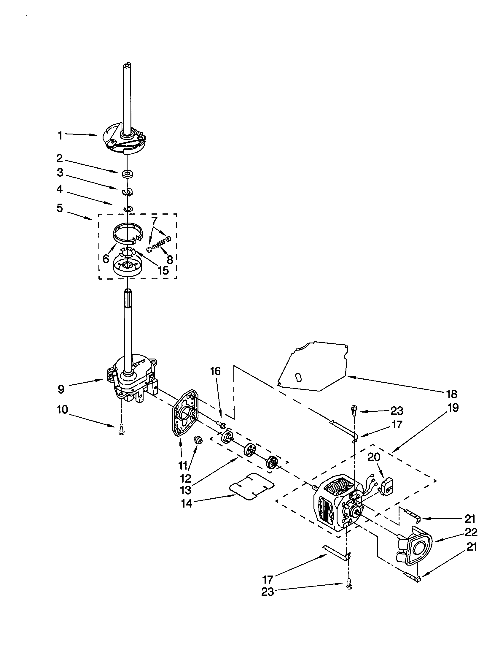 Whirlpool LSR5132JQ1 brake/clutch/gearcase/motor/pump diagram
