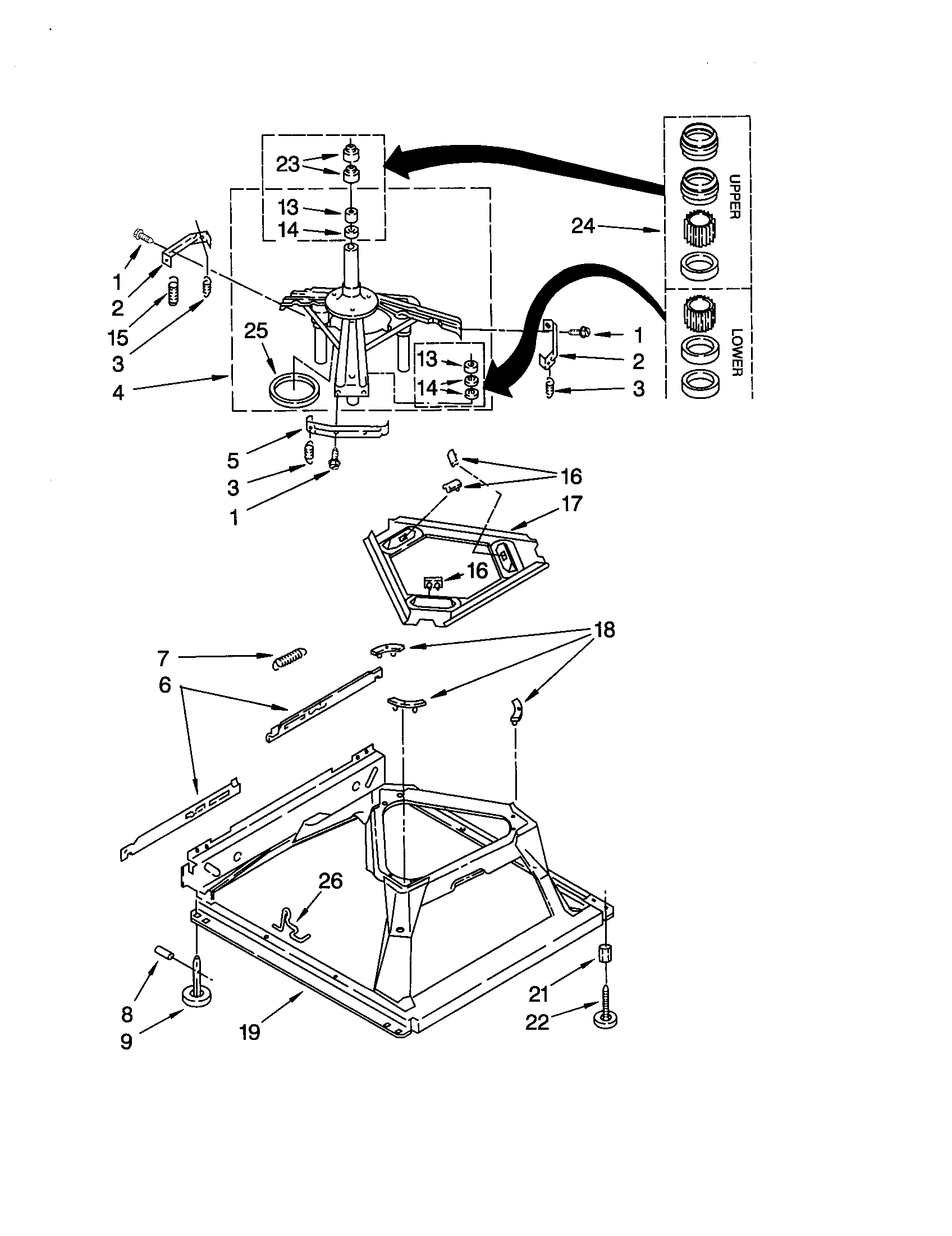 Whirlpool LSR5132JQ1 machine base diagram