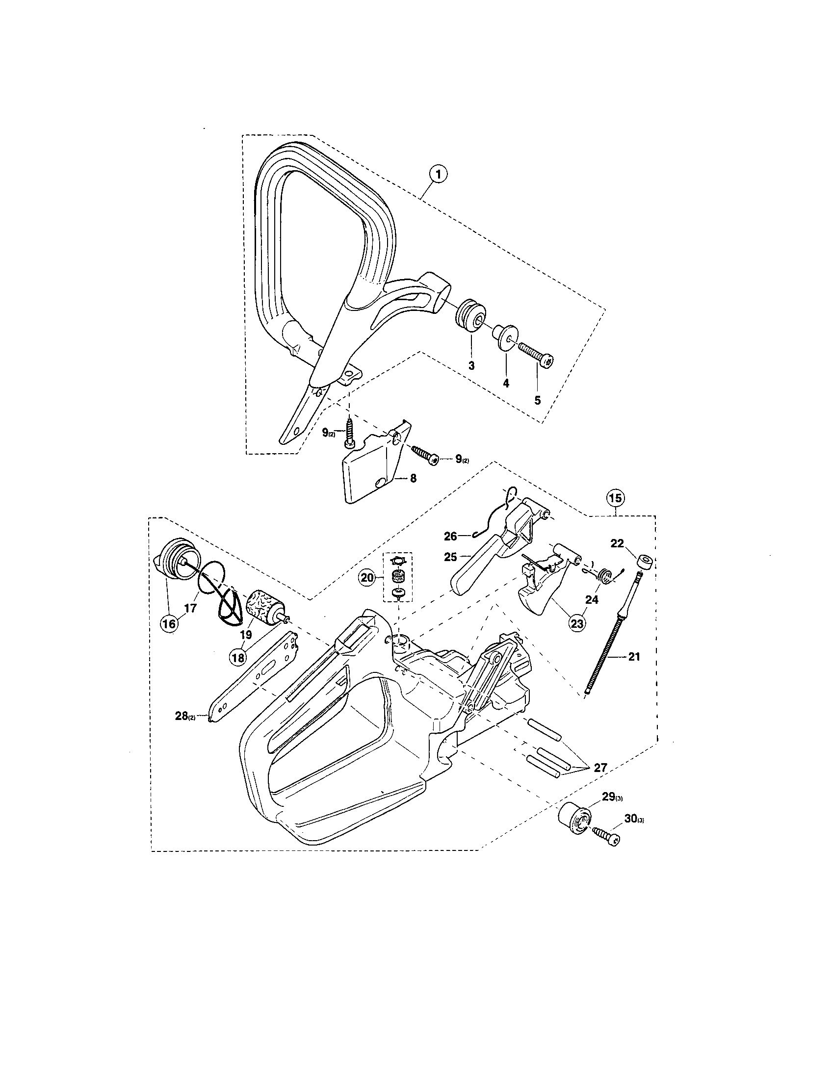 Makita DCS540-18 fuel tank, tubular grip diagram