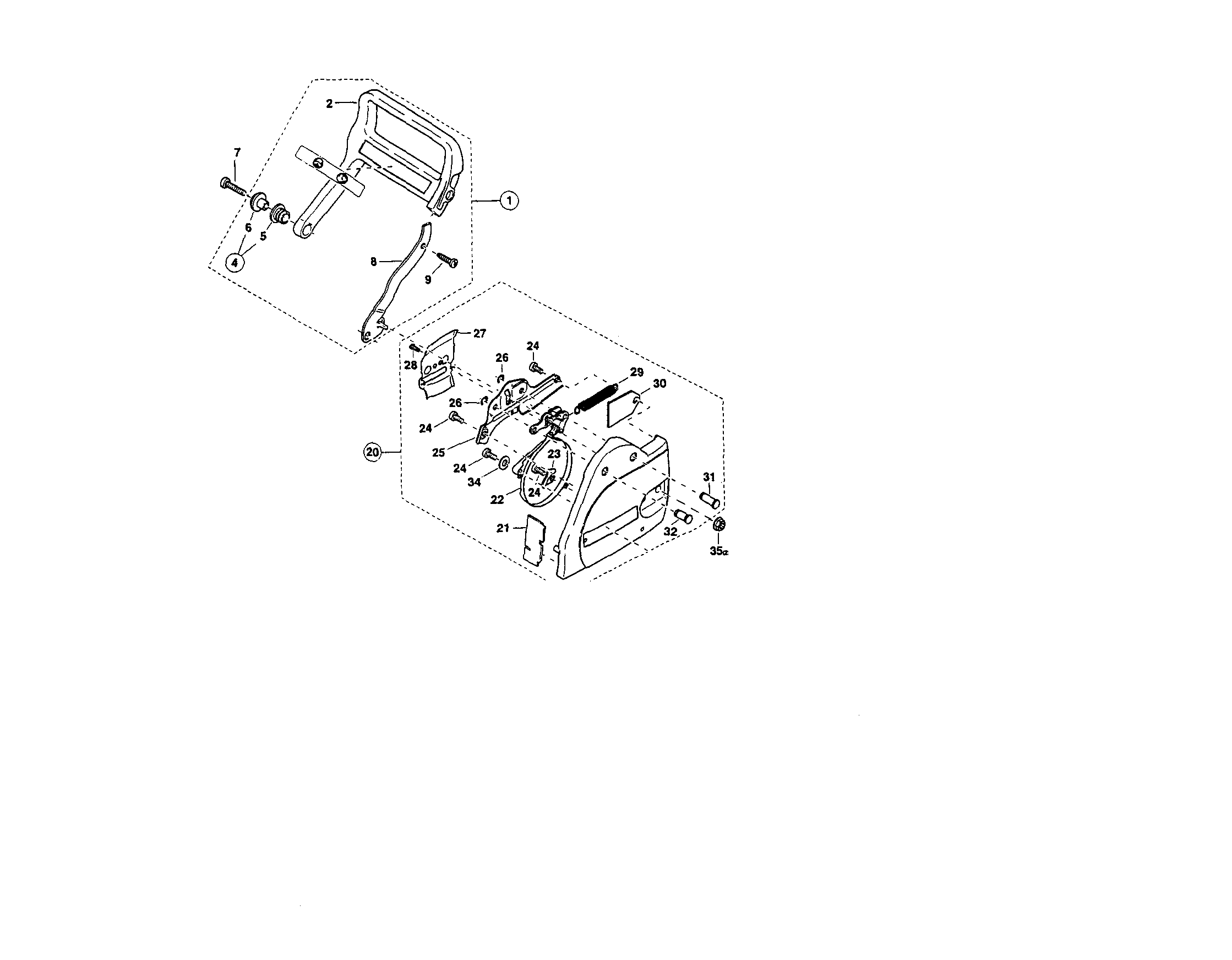 Makita DCS540-18 chain brake, hand guard diagram