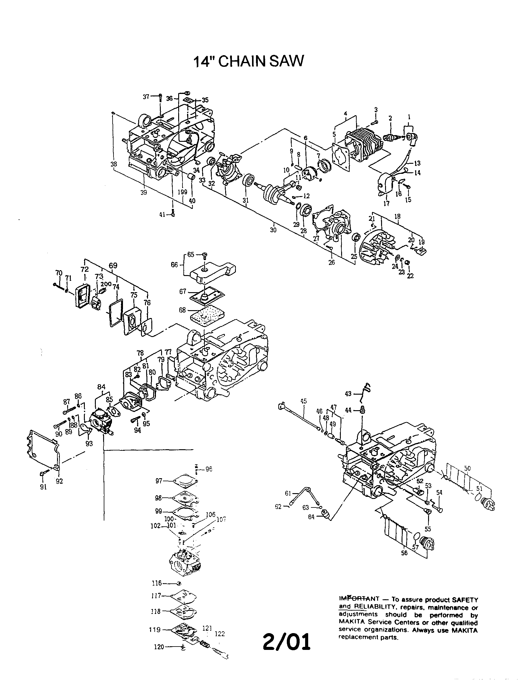 Makita DCS330TH 14" chain saw diagram