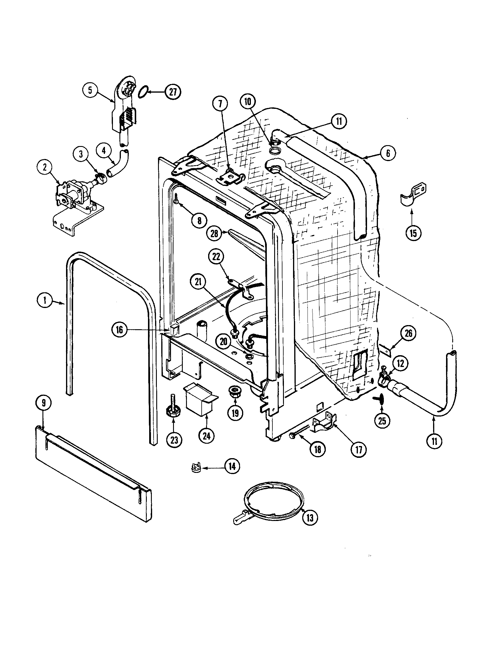 Jenn-Air DW711W tub diagram
