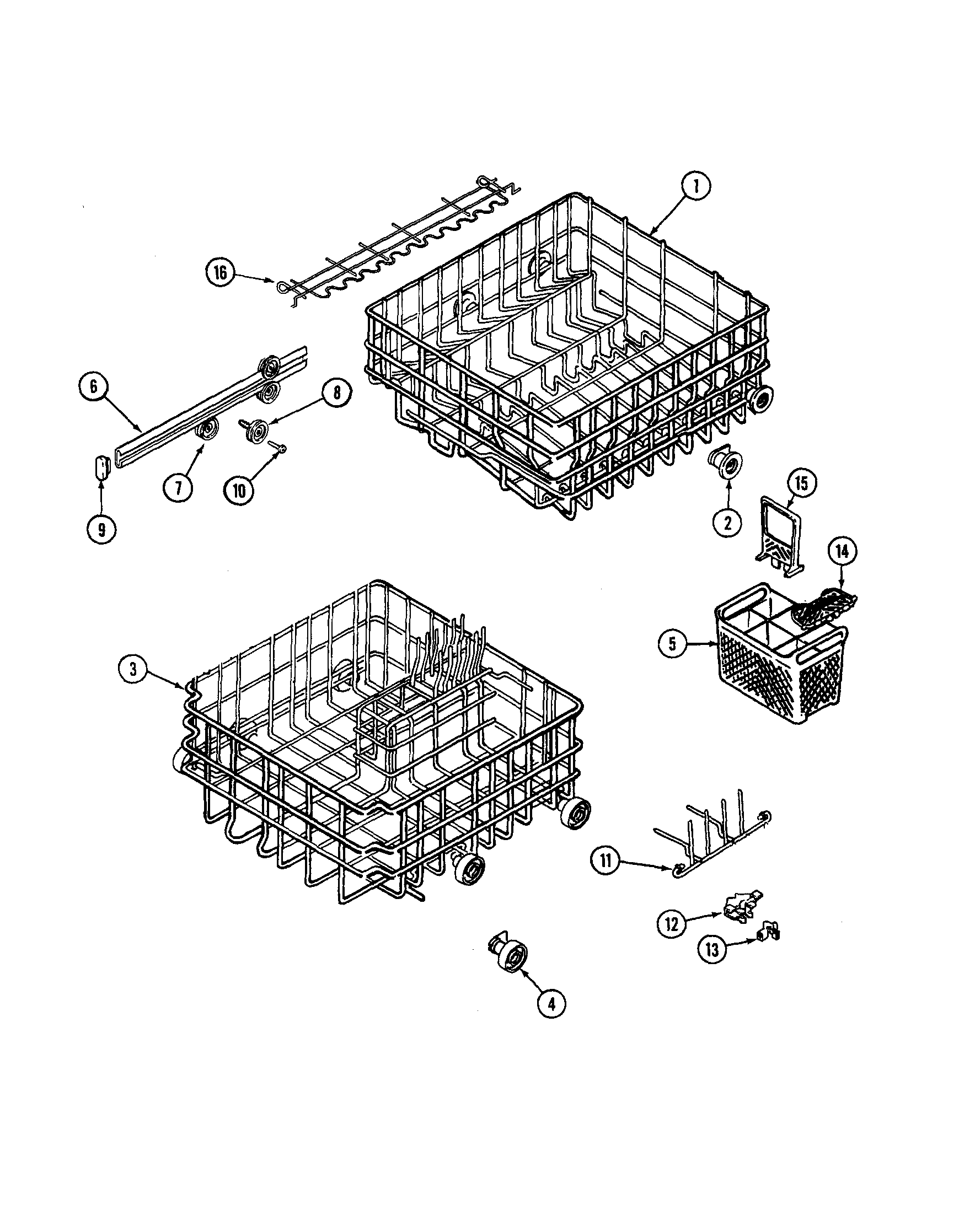 Jenn-Air DW761B track and rack assembly diagram