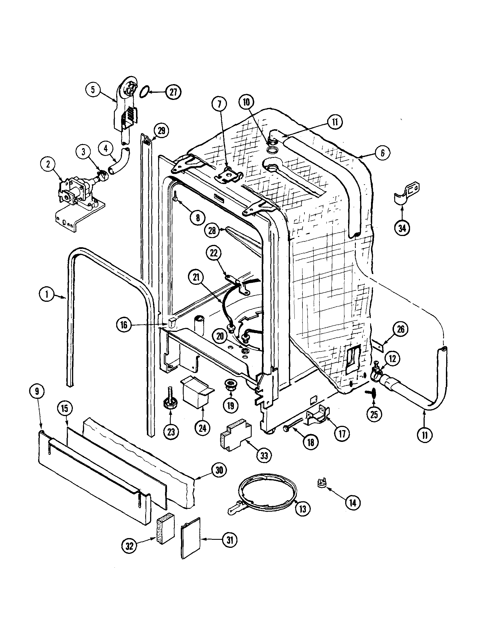 Jenn-Air DW761B tub diagram