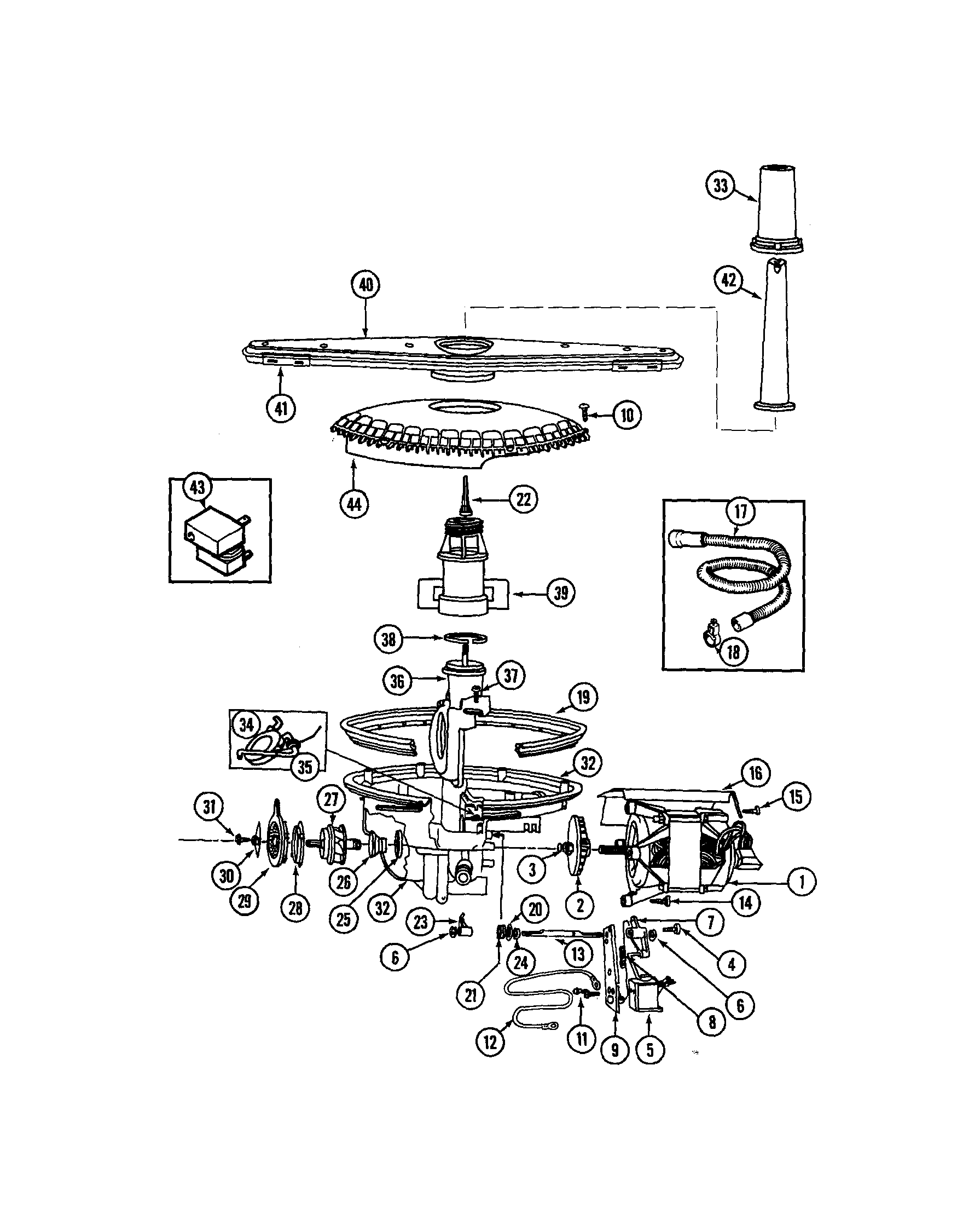 Jenn-Air DW761B pump and motor diagram