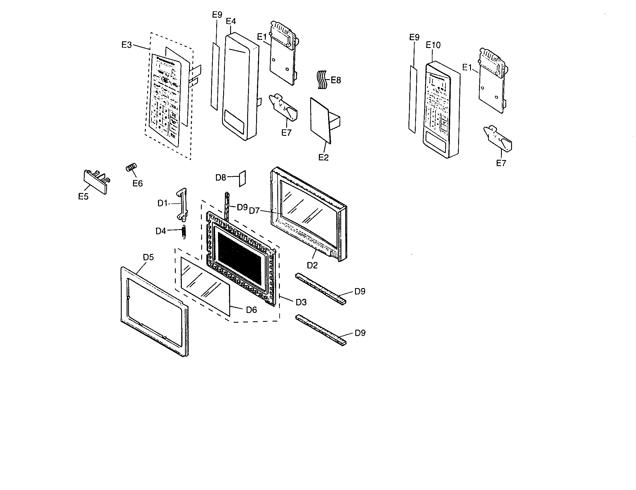 Panasonic NN-T990 escutheon, door assembly diagram