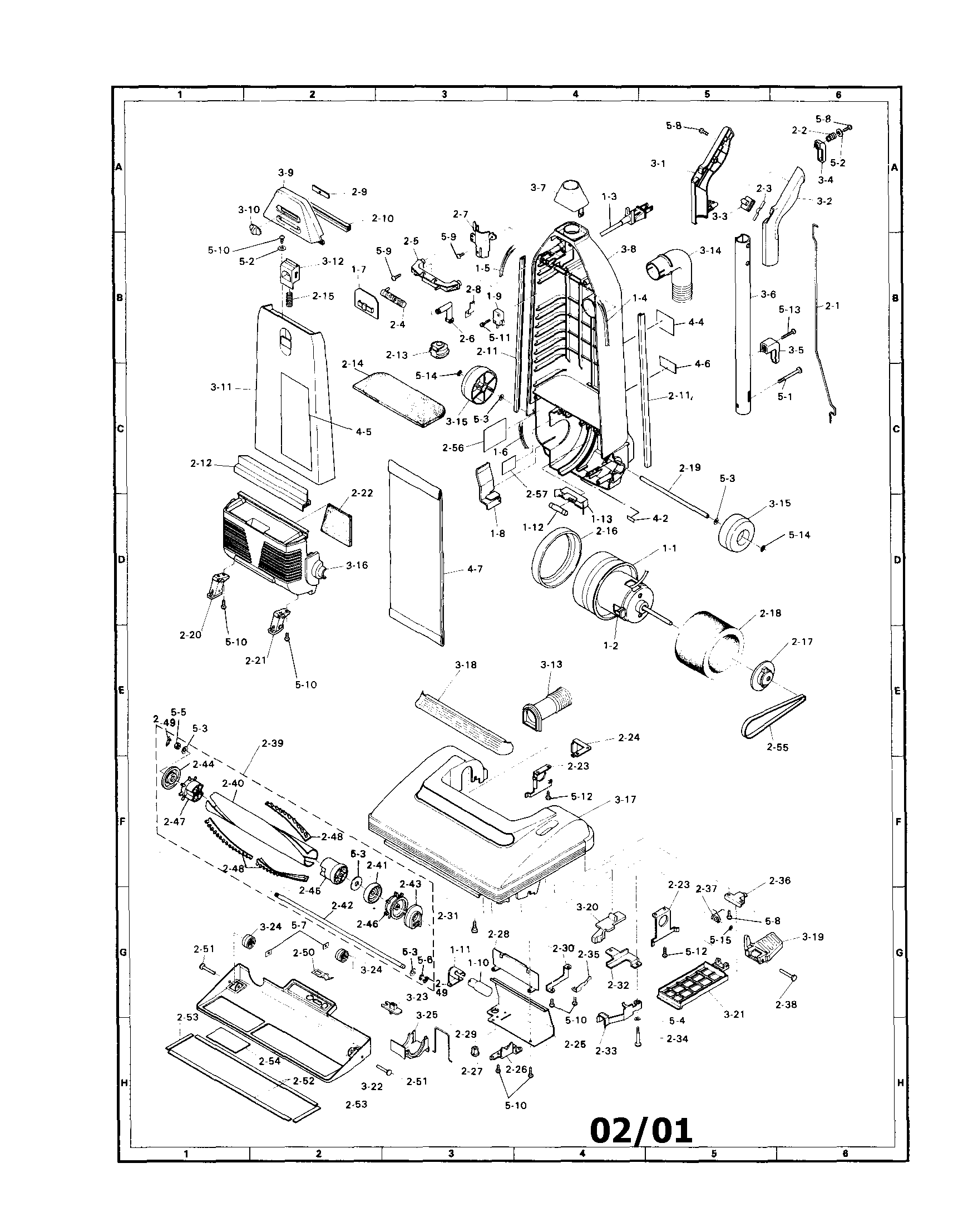 Sharp EC-14TX6 upright vac diagram