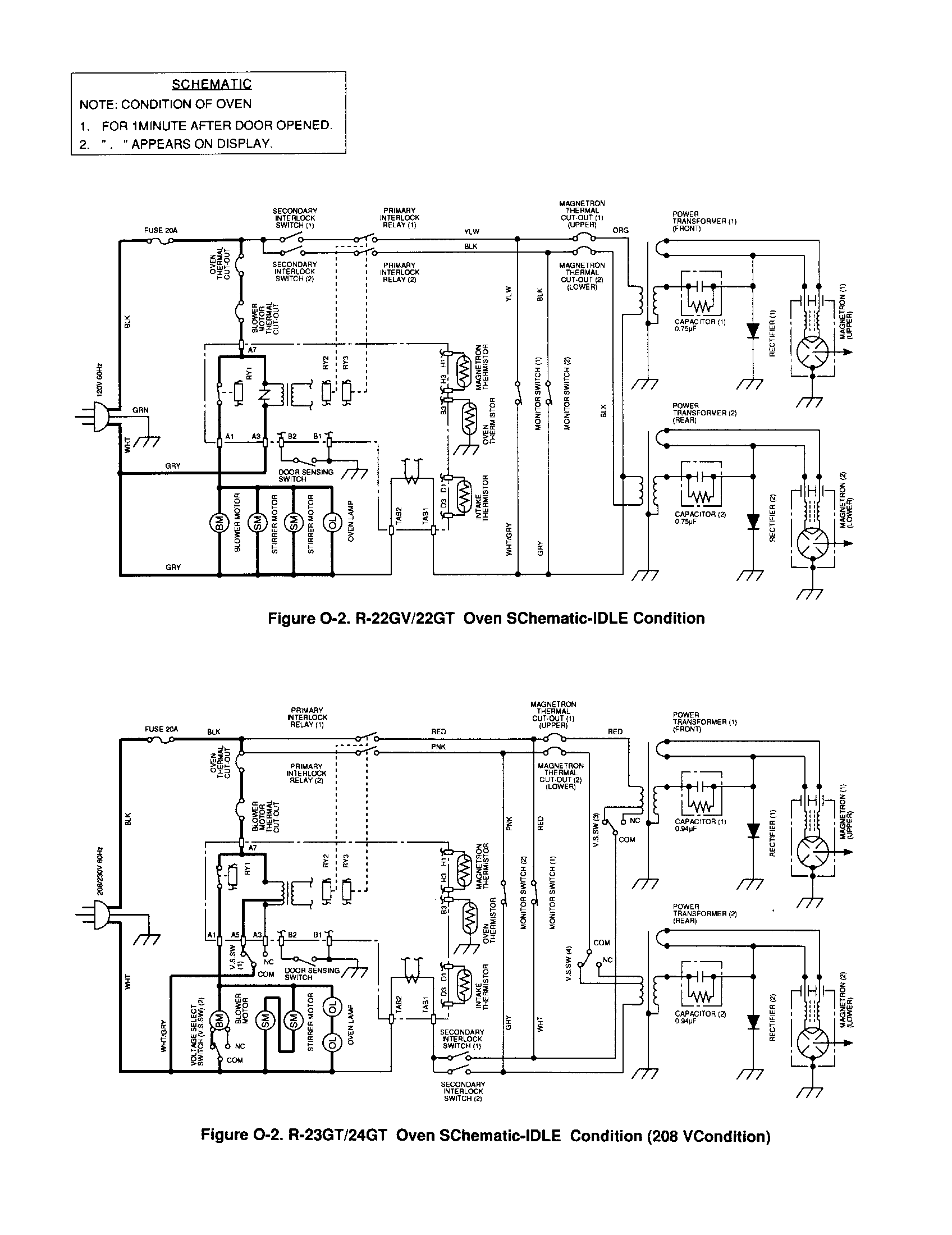 Sharp R-23GT idle condition - oven schematic diagram