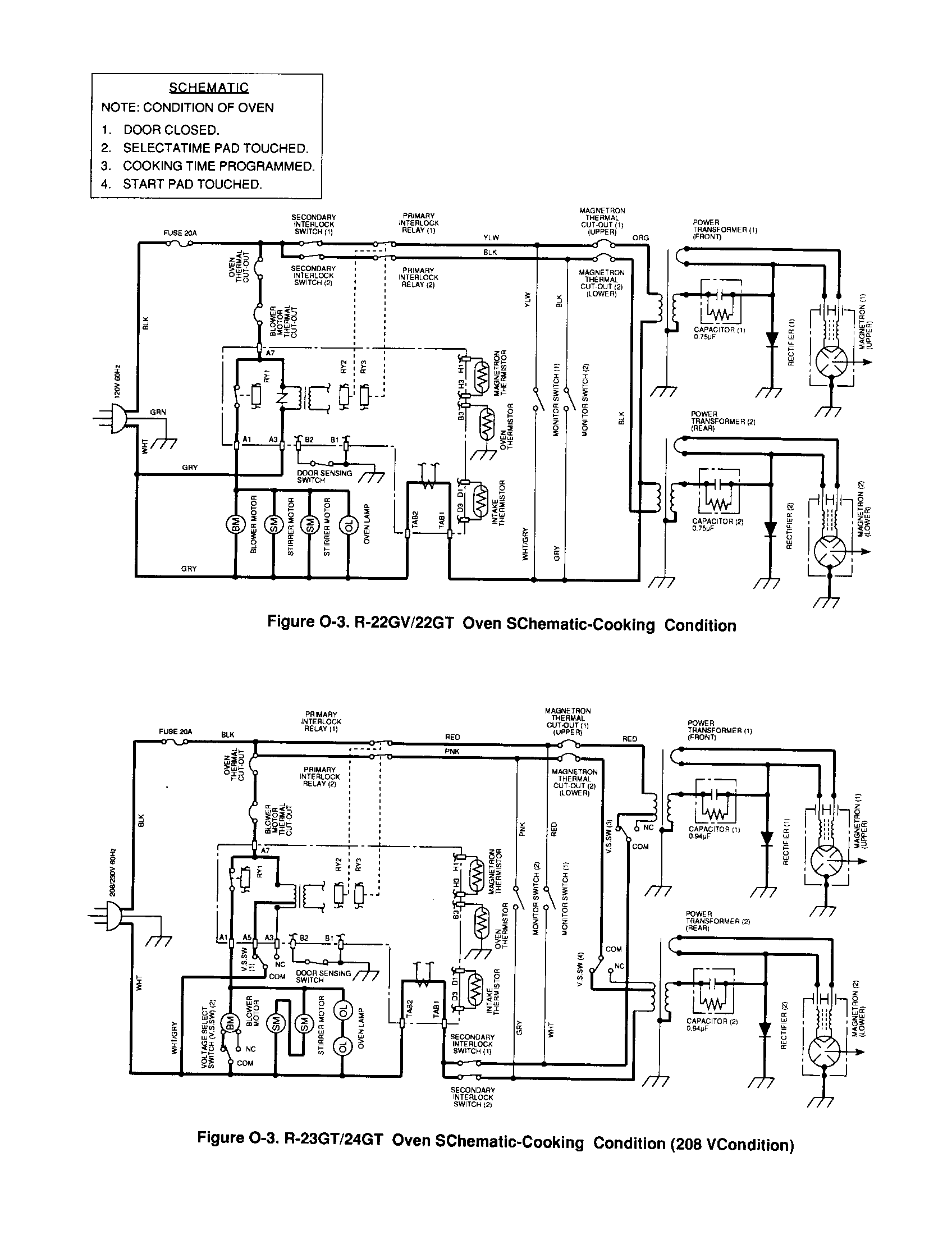 Sharp R-23GT cooking condition - oven schematic diagram