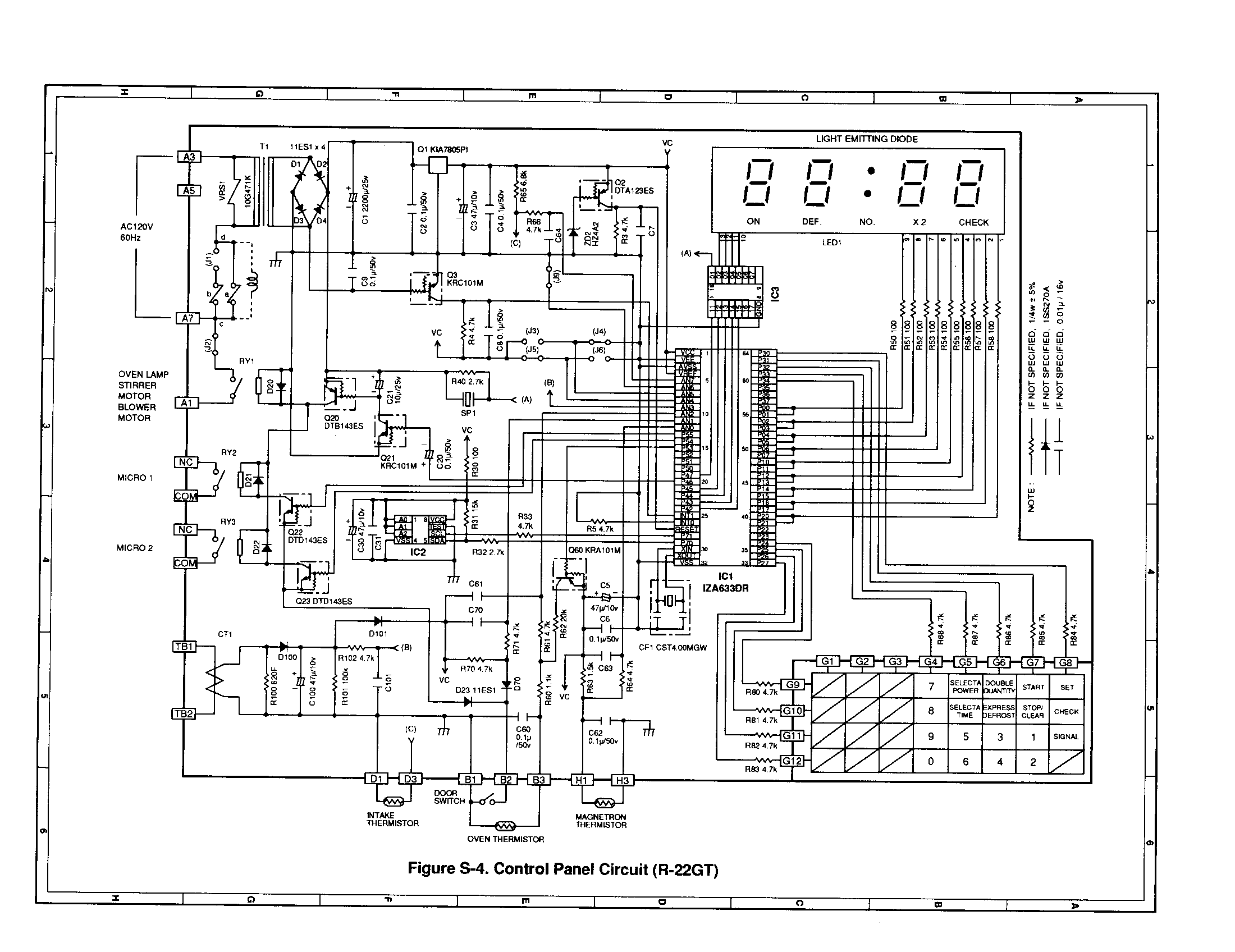 Sharp R-23GT r-22gt - control panel circuit diagram