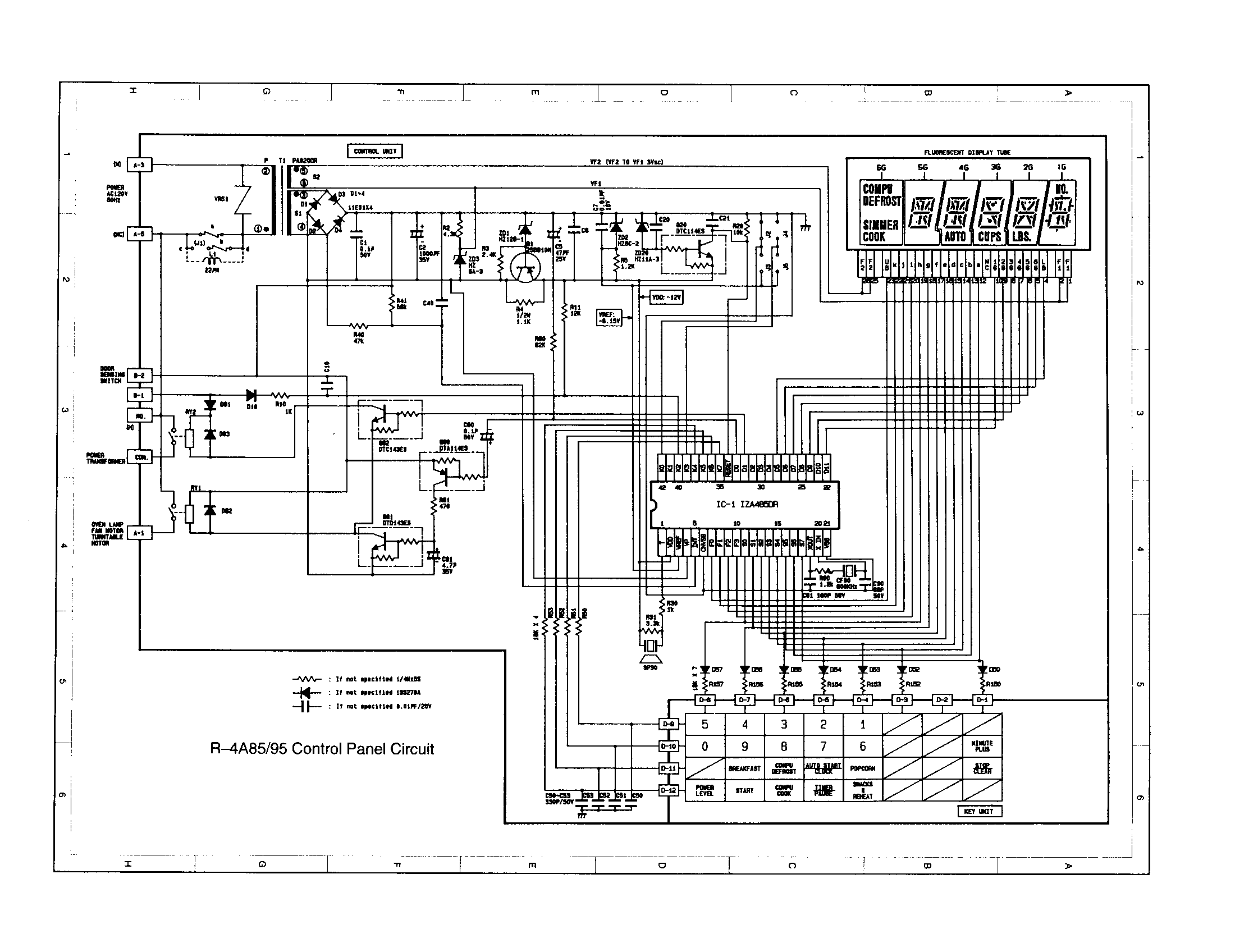 Sharp R-4A85 r-4a85/95 control panel circuit diagram