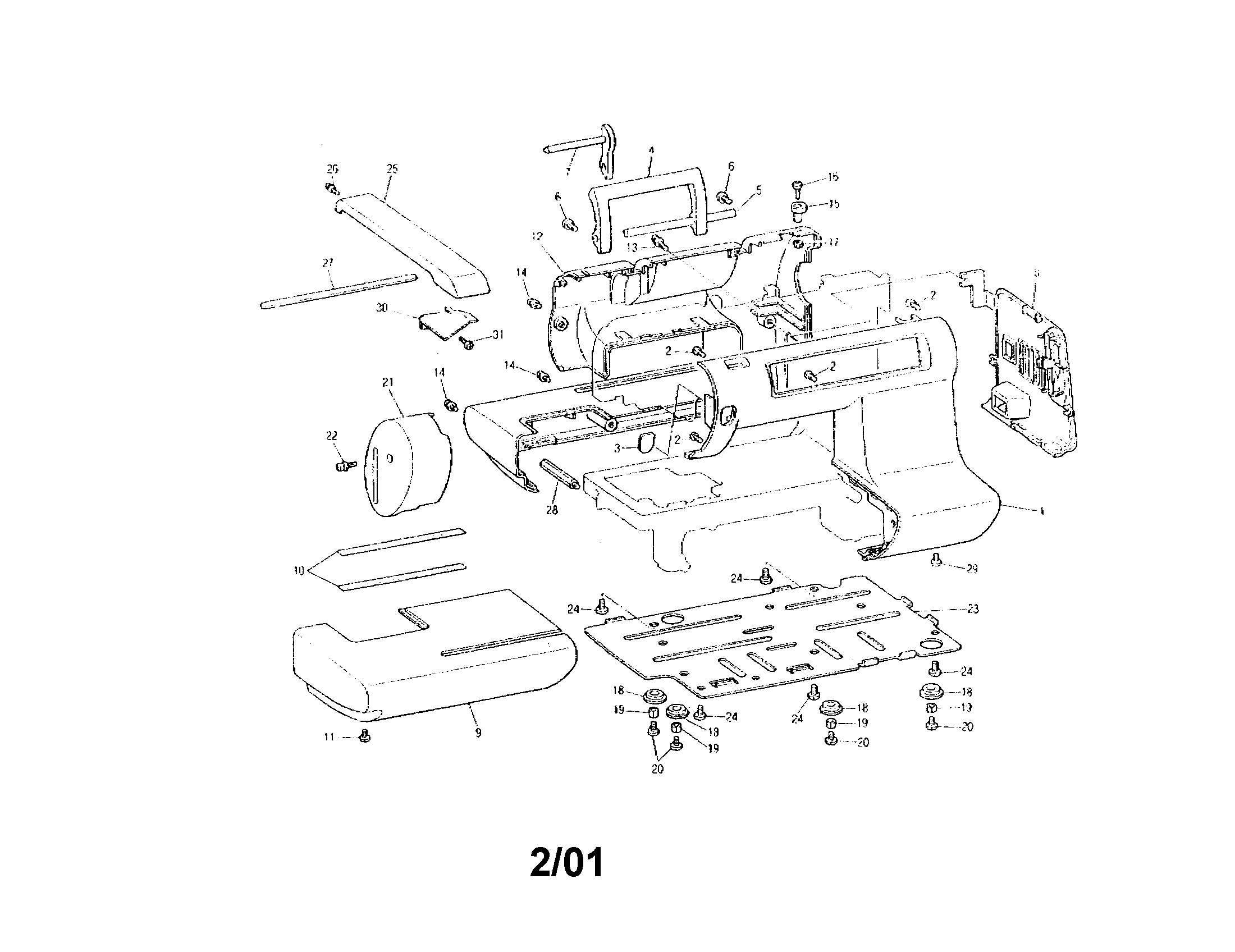 Brother PE-100 body diagram