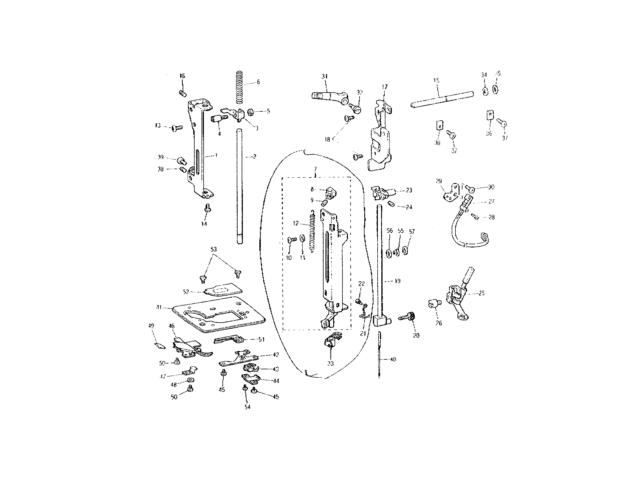 Brother PE-100 needle bar/presser bar diagram