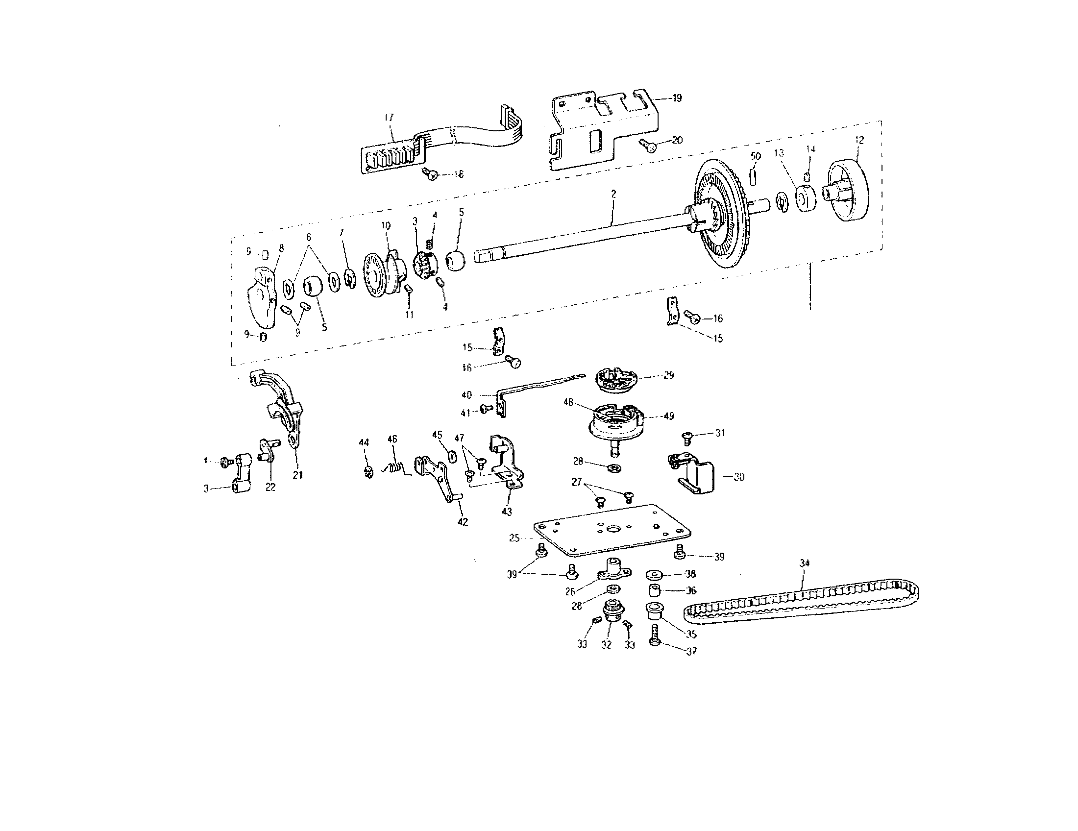 Brother PE-100 balance/rotaint hook/upper shaft diagram