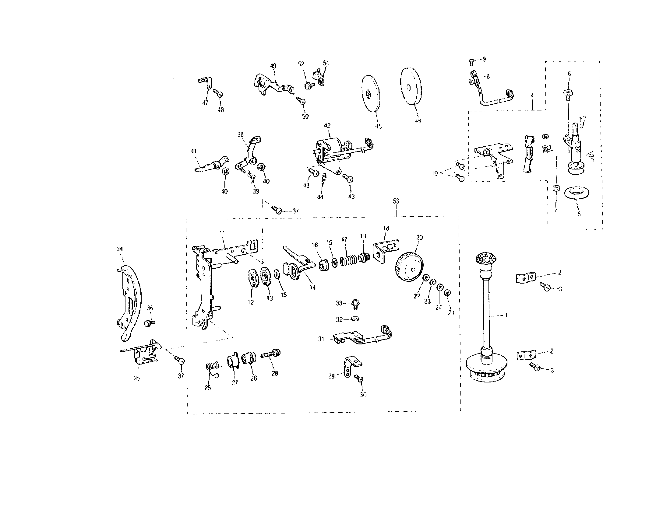 Brother PE-100 vertical shaft/bobbin winder diagram