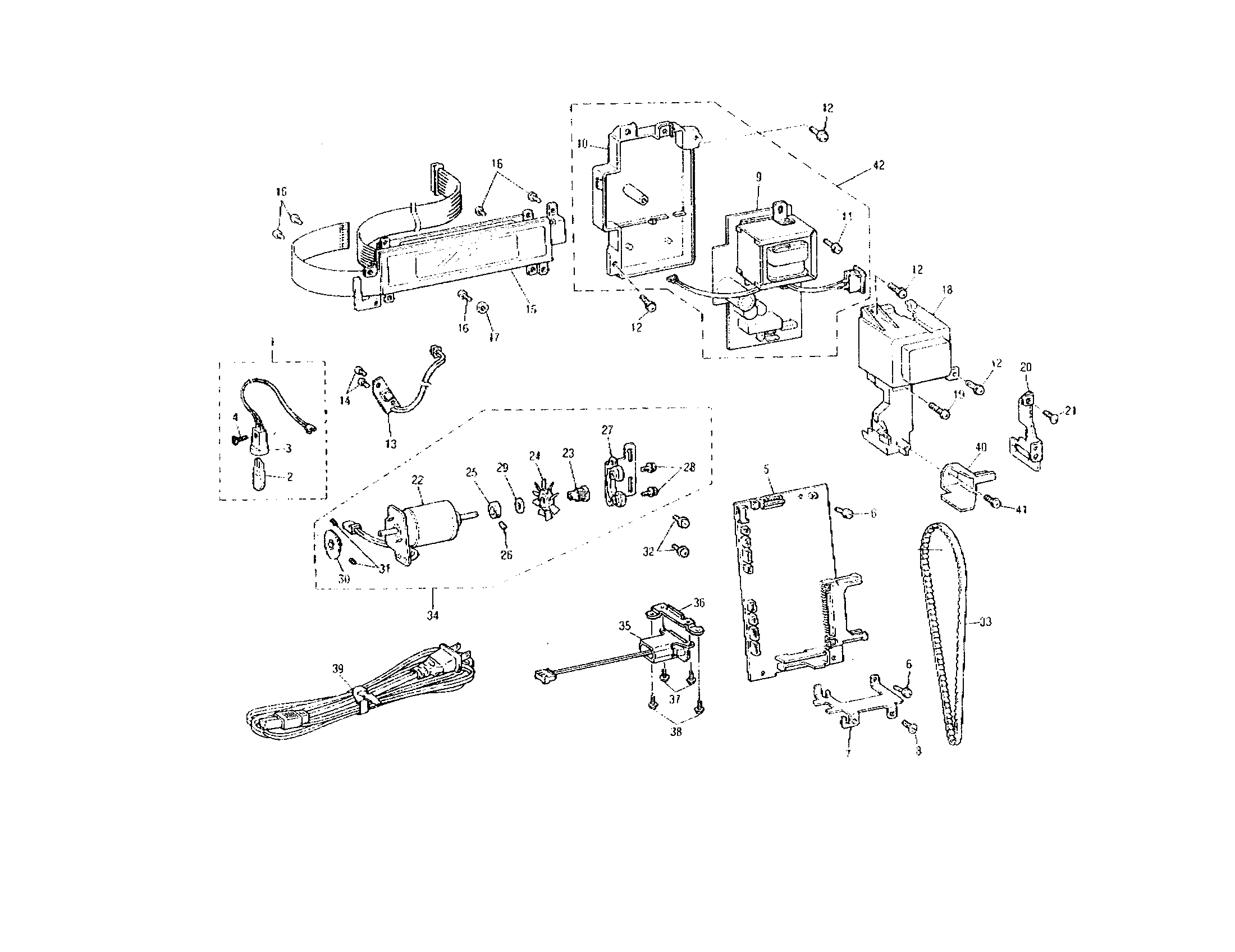 Brother PE-100 motor and power supply diagram