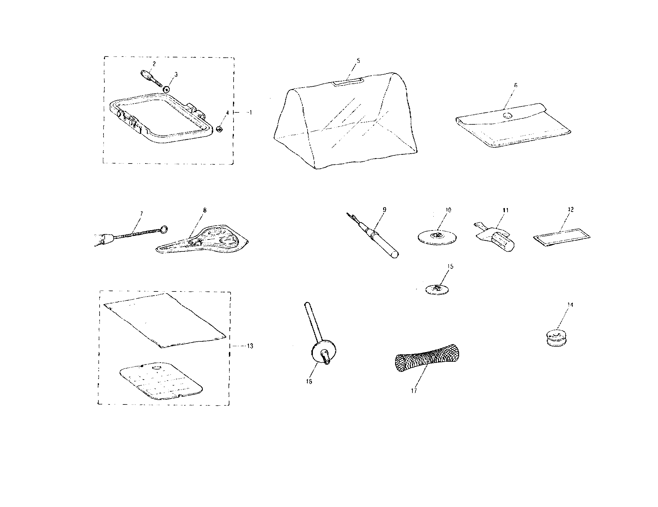 Brother PE-100 accessories diagram