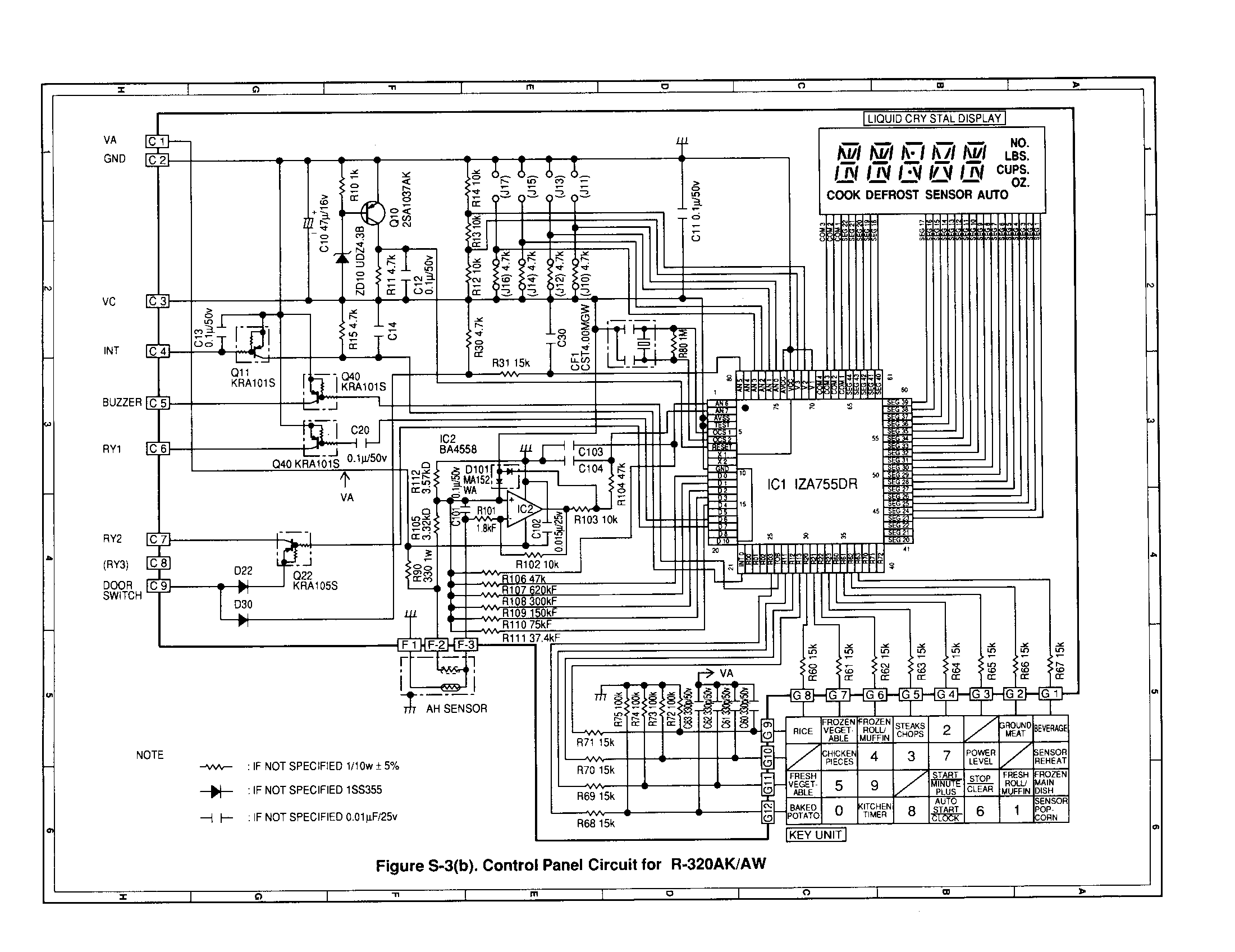 Sharp R-320AW control panel circuit diagram