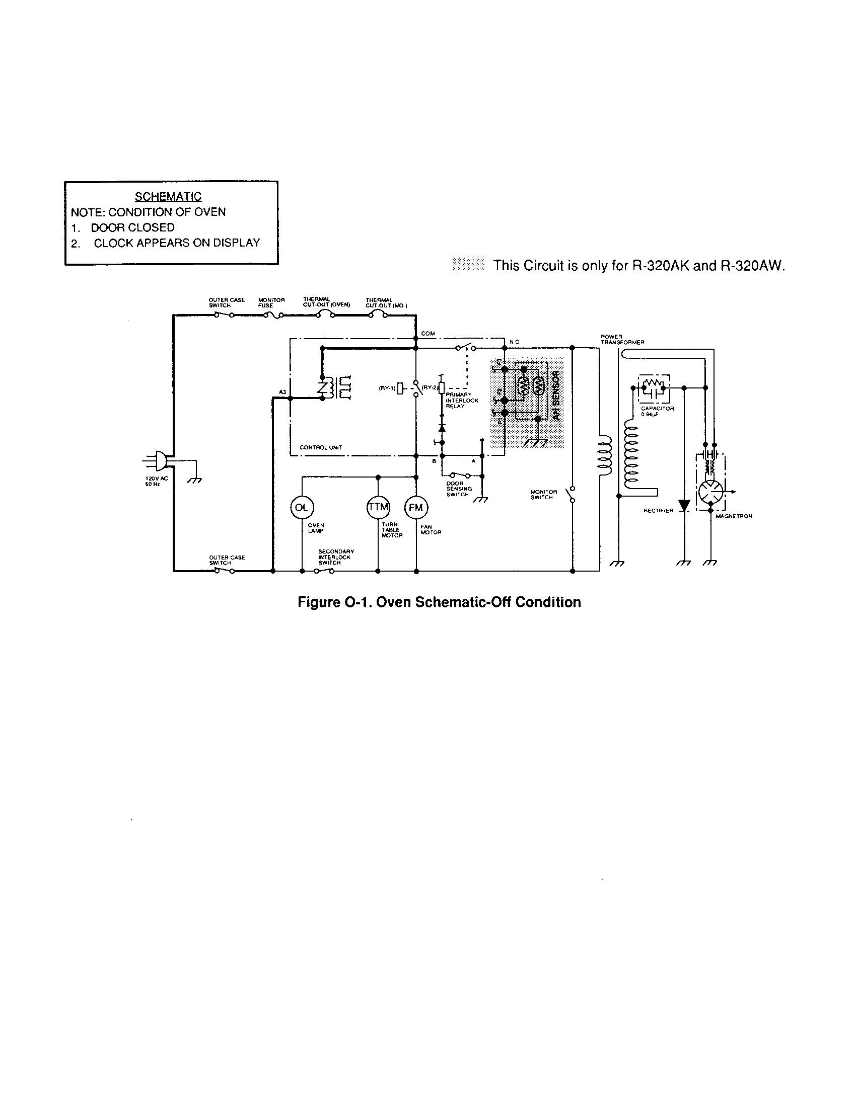 Sharp R-320AW oven schematic- off condition diagram