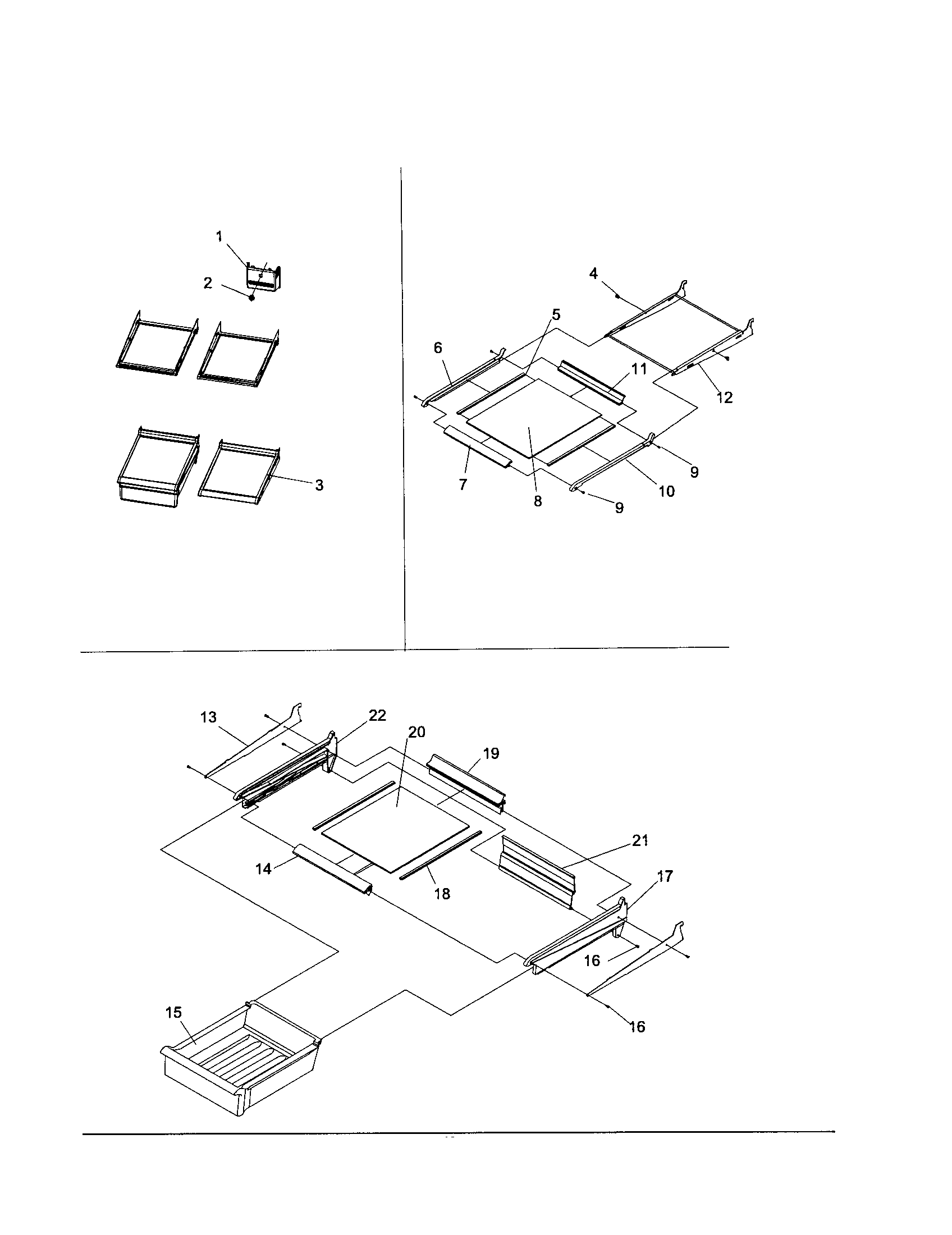 Kenmore 59661803100 refrig. feature, shelf and deli diagram