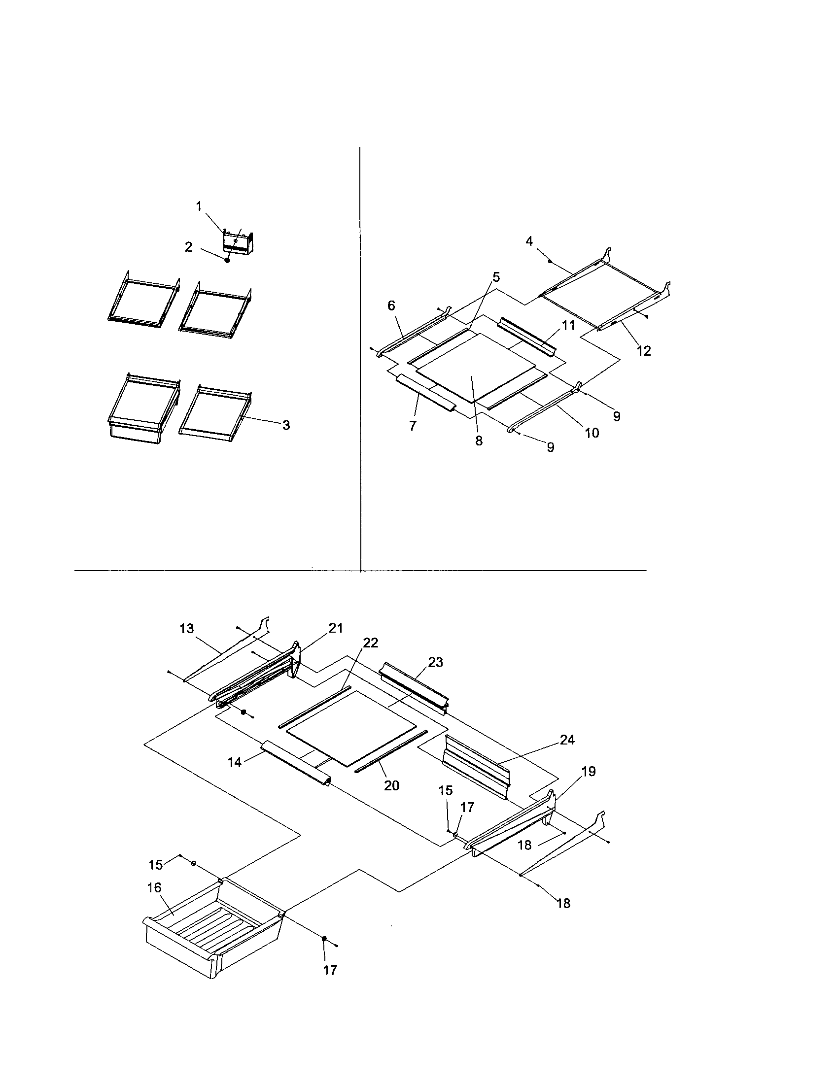 Kenmore 59661872101 refrig. feature, shelf and deli diagram