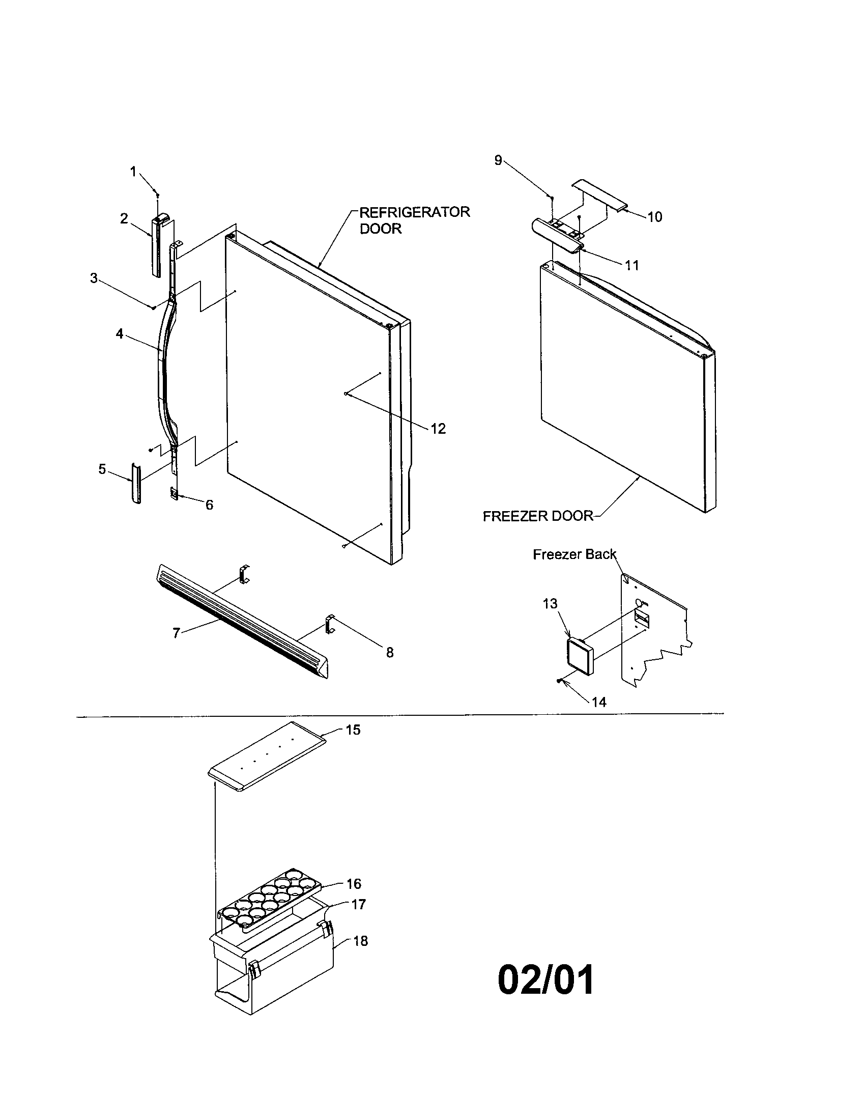 Kenmore 59671144101 door handles and accessories diagram