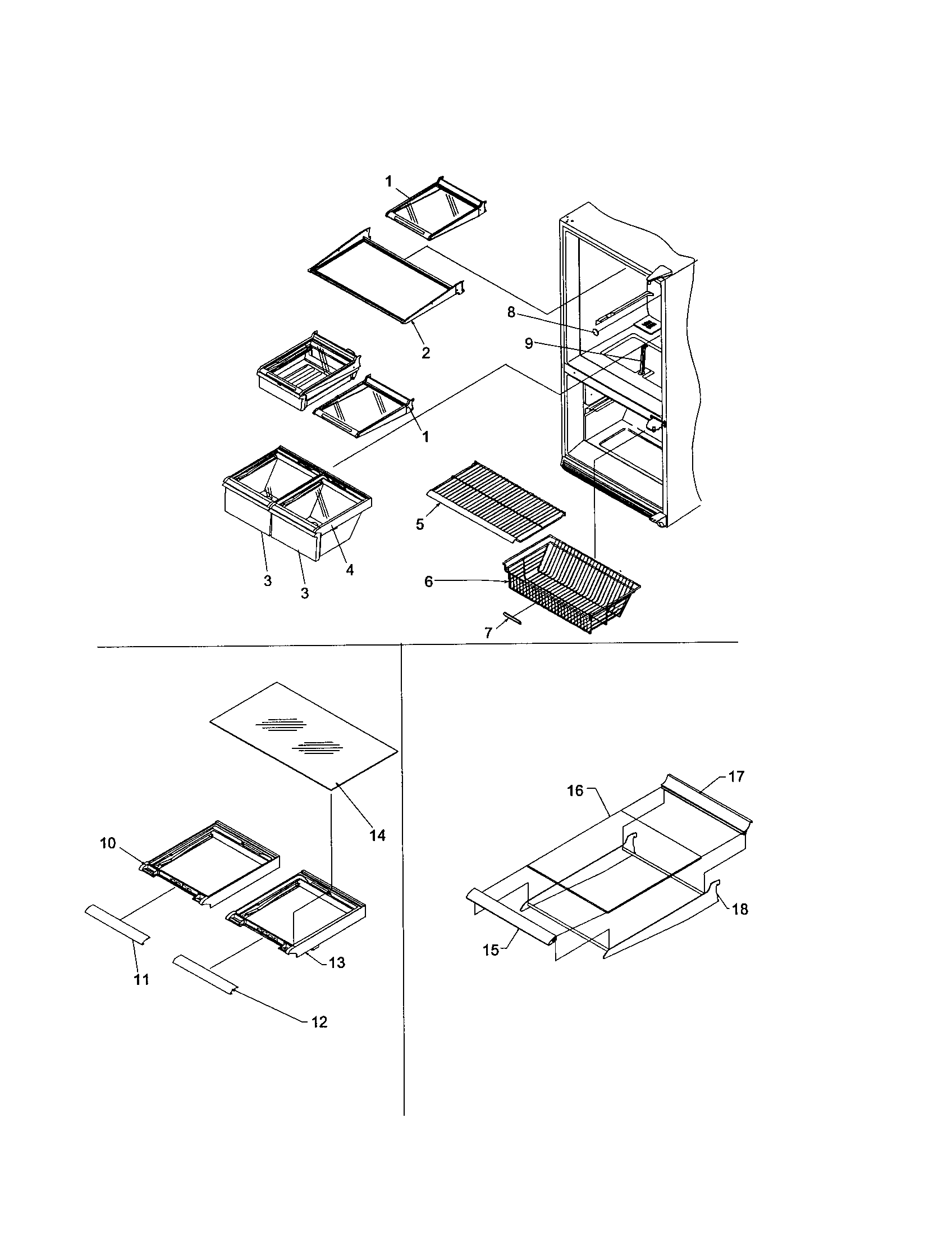 Kenmore 59671144101 shelving assembly diagram