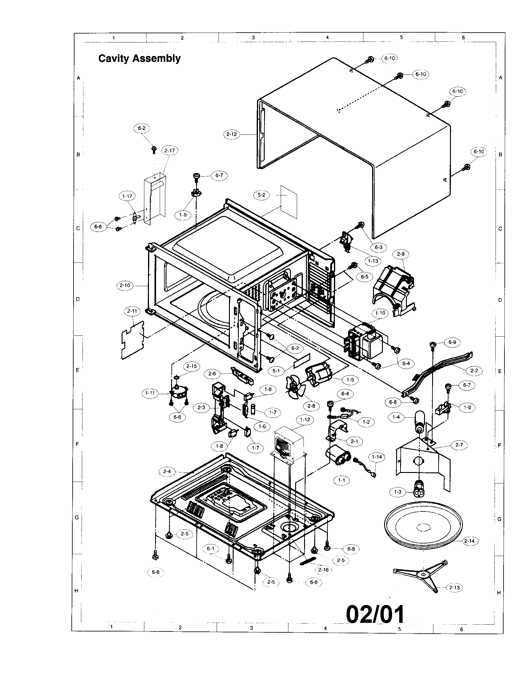Sharp R-4H88 cavity diagram