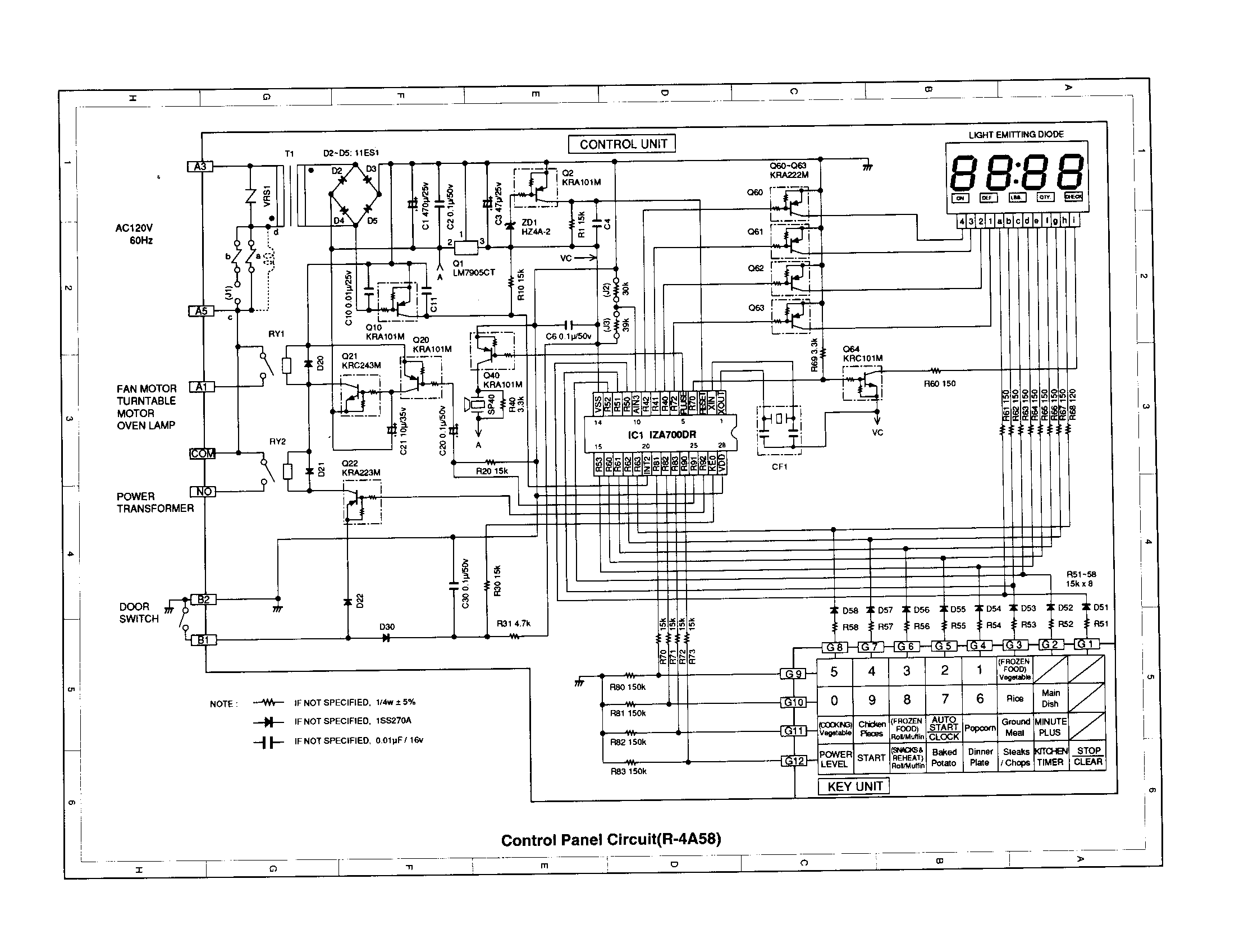 Sharp R-4A48 control panel circuit (r-4a58) diagram