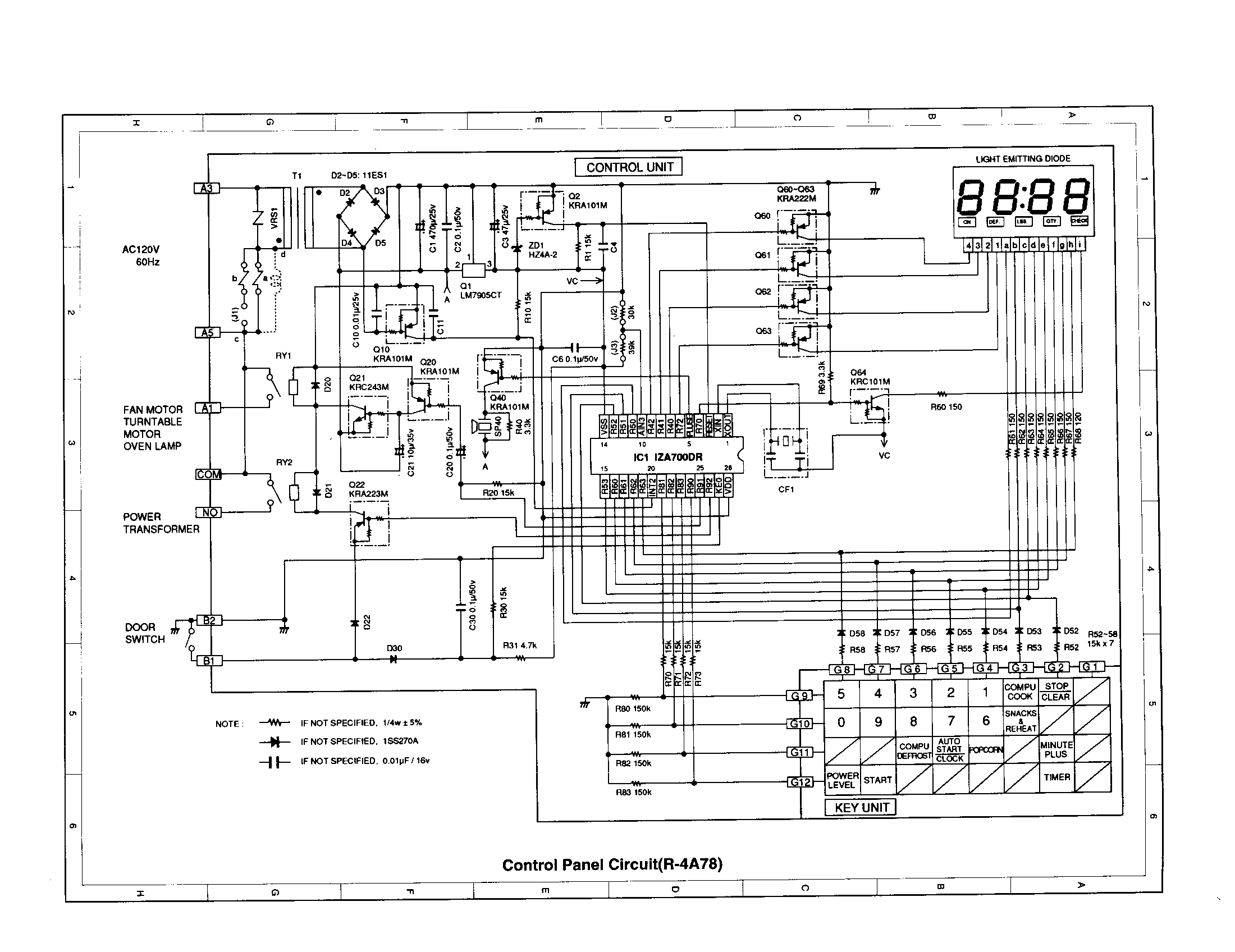 Sharp R-4A48 control panel circuit (r-4a78) diagram