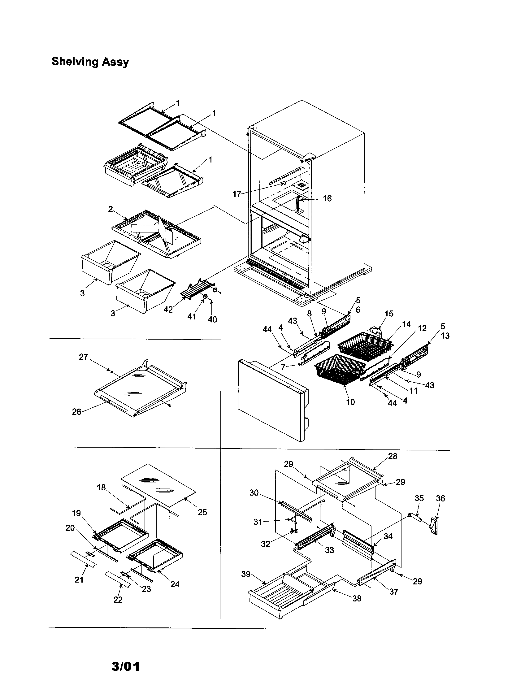 Kenmore 59671102101 shelving assembly diagram
