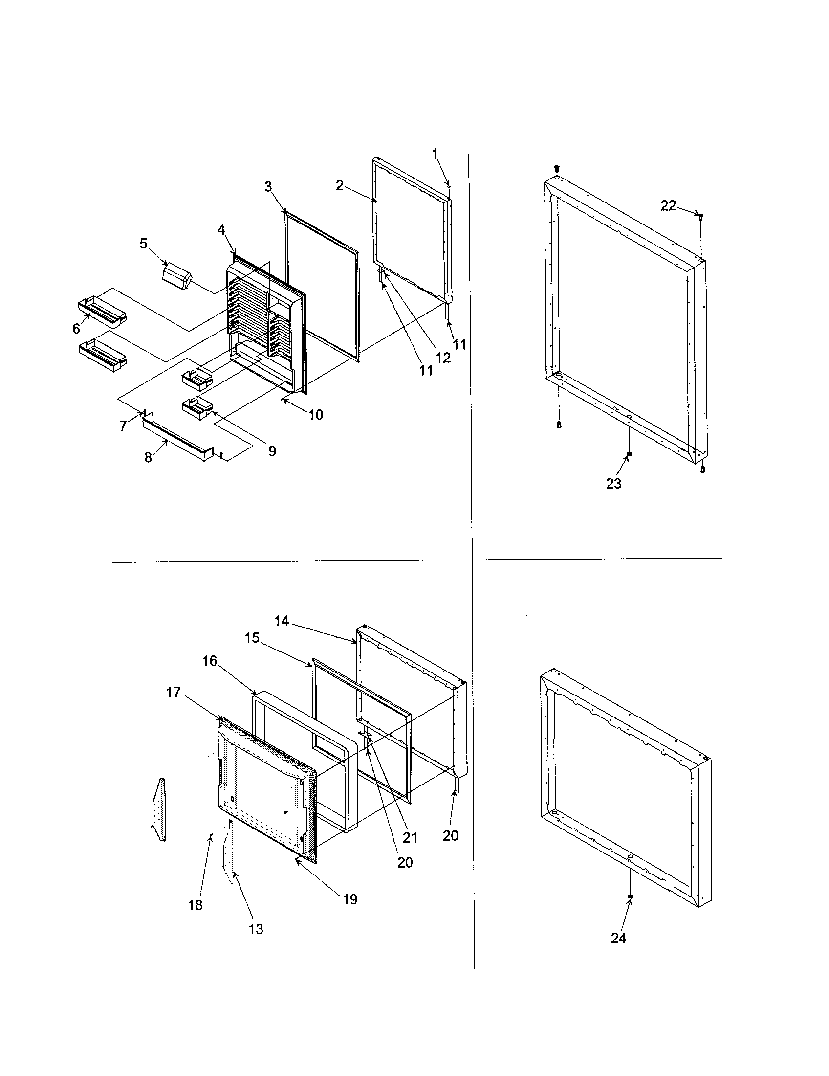 Kenmore 59671102101 door assembly diagram